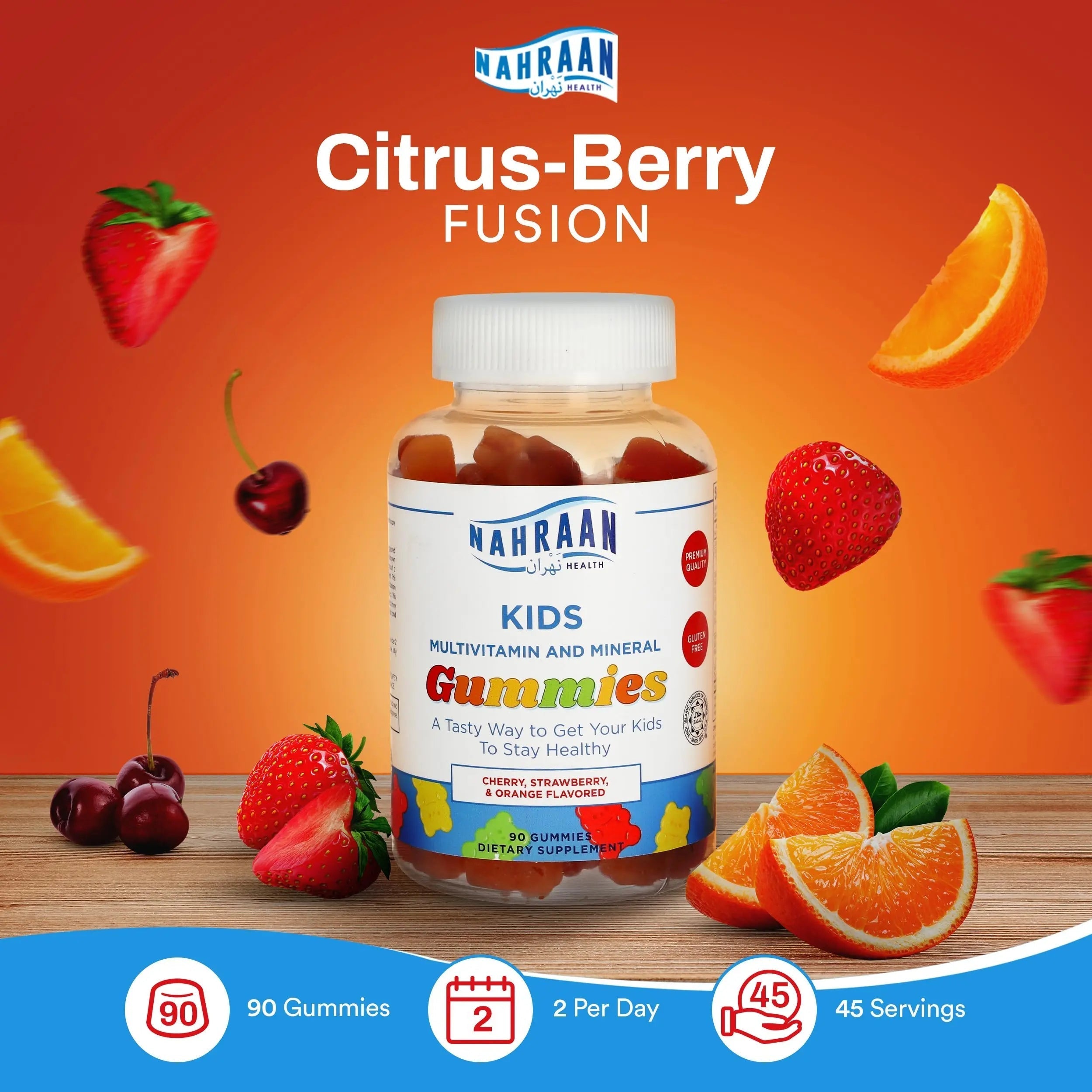NAHRAAN HEALTH Halal Vitamins for Kids - Halal Multivitamins for Kids Vitamin A, C, D, E, B6, B12 - Non-GMO Vegetarian, Halal Gummies - 90 Count NAHRAAN HEALTHAu supplements