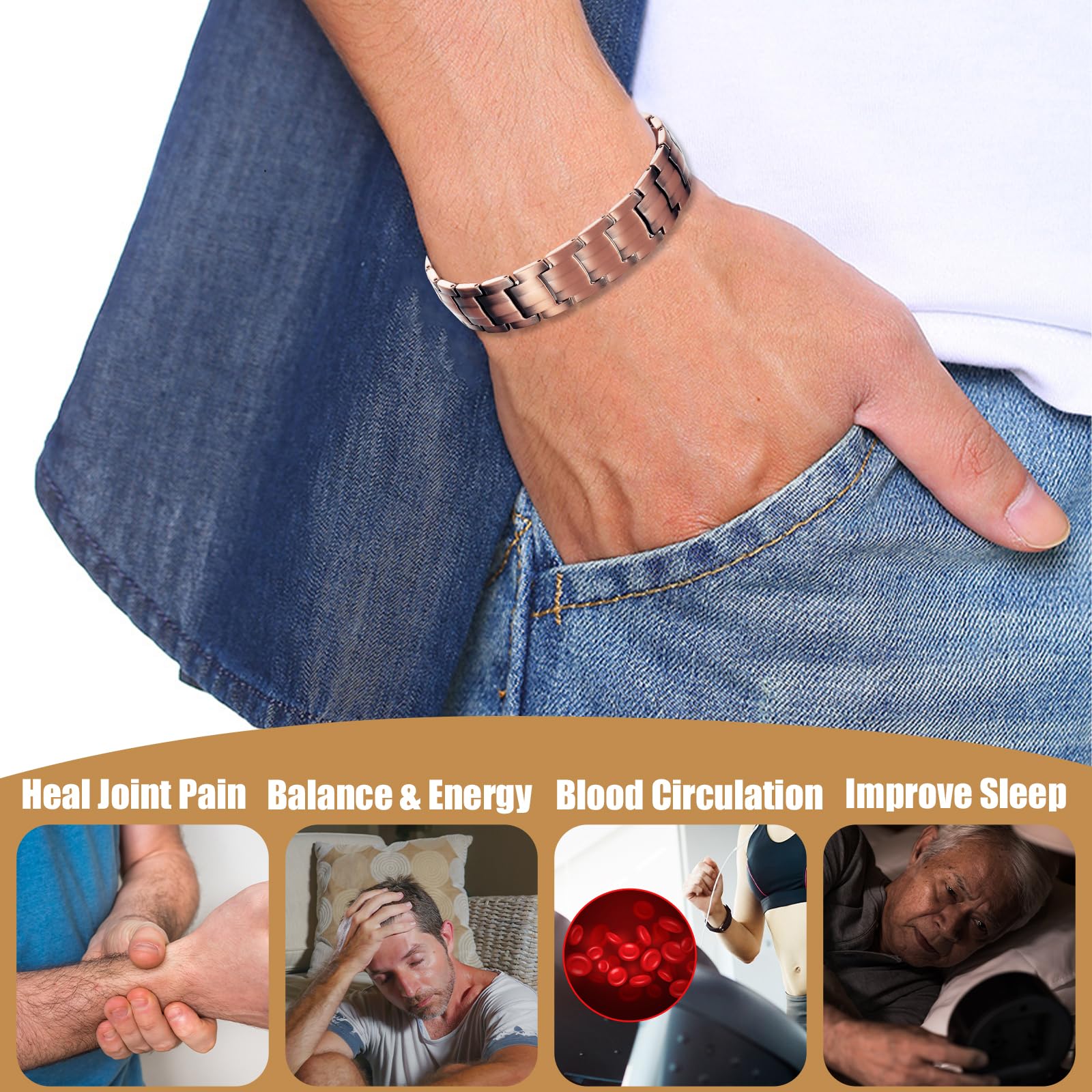 MagVIVACE Copper Bracelet for Men, Magnetic Bracelet with 3500 Gauss Magnets MagVIVACEAu supplements