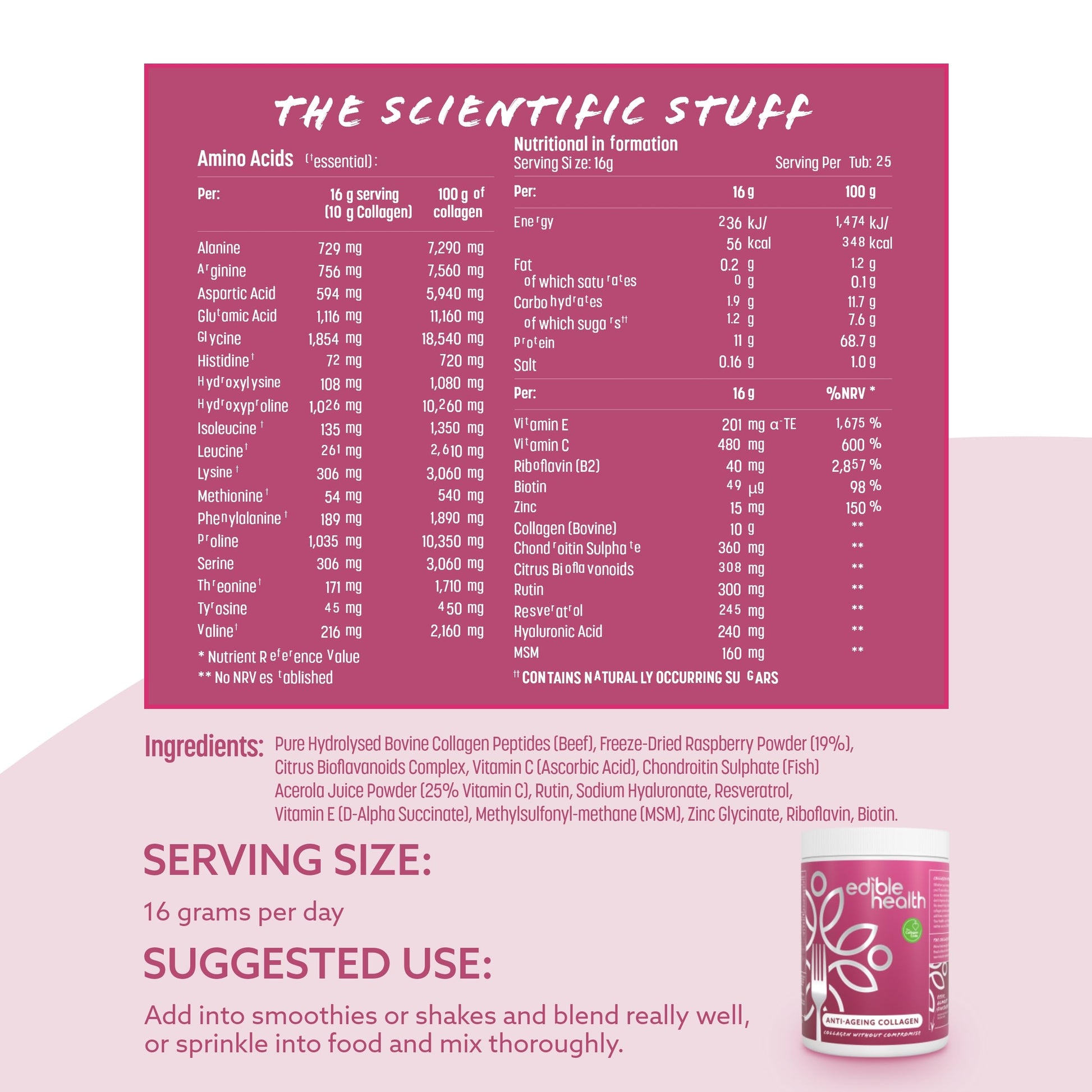 High Protein Edible Health Anti-Ageing Protein Powder, Regenerative Collagen Supplements Edible HealthAu supplements