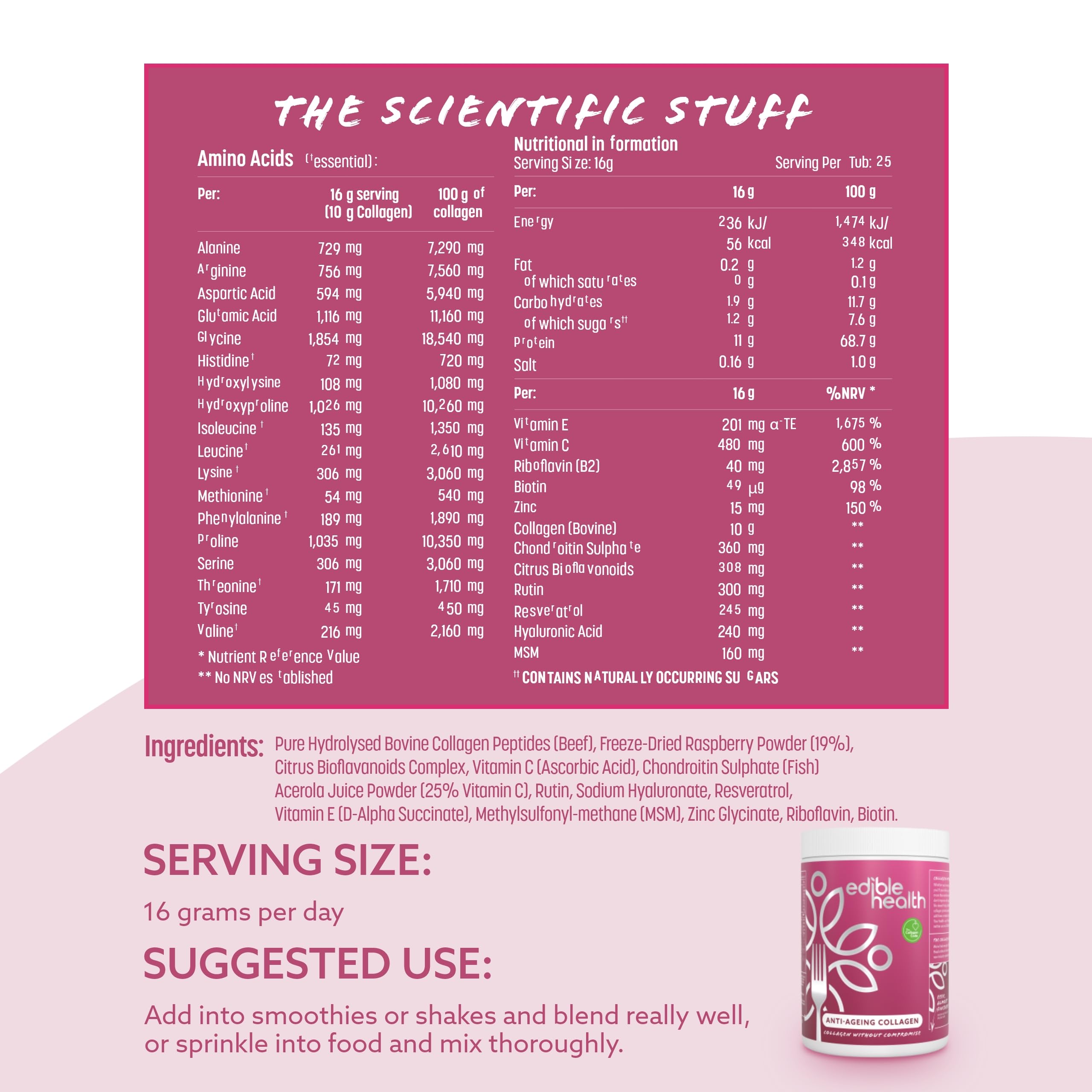 High Protein Edible Health Anti-Ageing Protein Powder, Regenerative Collagen Supplements Edible HealthAu supplements