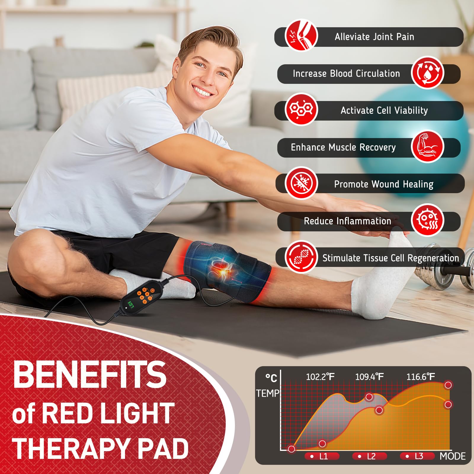Red Light Therapy for Knee, 660nm Red Light and 850nm Near Infrared Light Therapy Device RikimxinAu supplements