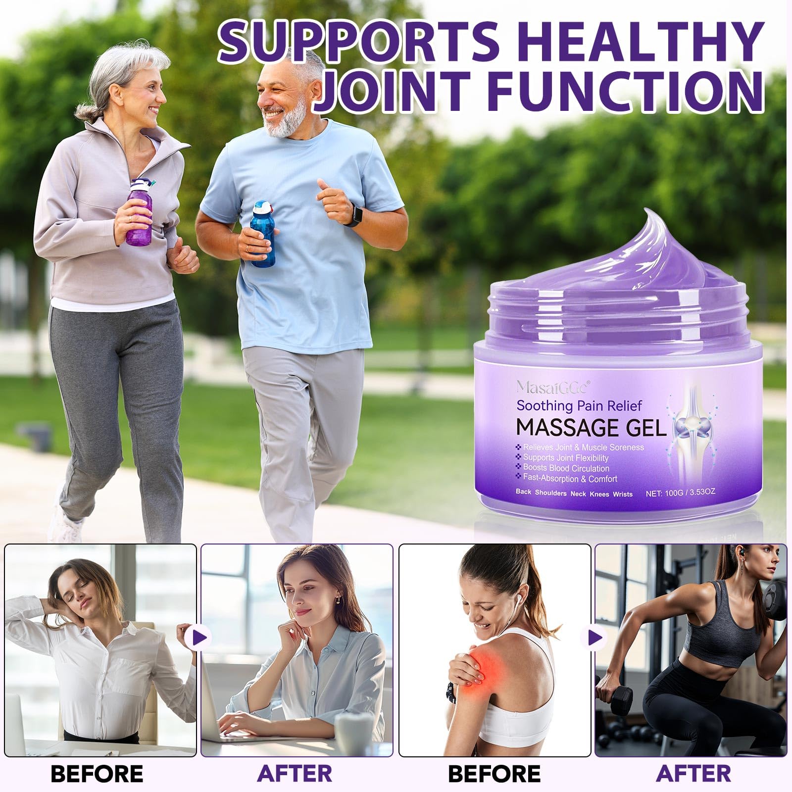 Soothing Massage Gel - Joint Massage Purple Gel, Natural Ingredients & Fast-Absorbing for Soothing Joint, Shoulder, Knee, Back & Muscle Stiffness GTZSXNPAu supplements