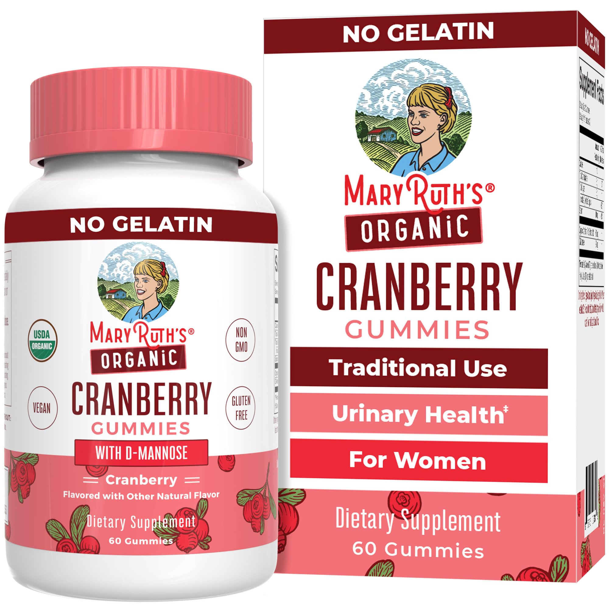 MaryRuth Organics Organic Cranberry Gummies - 500mg Supplement | Urinary Tract Health for Women | with D Mannose | Traditional Use