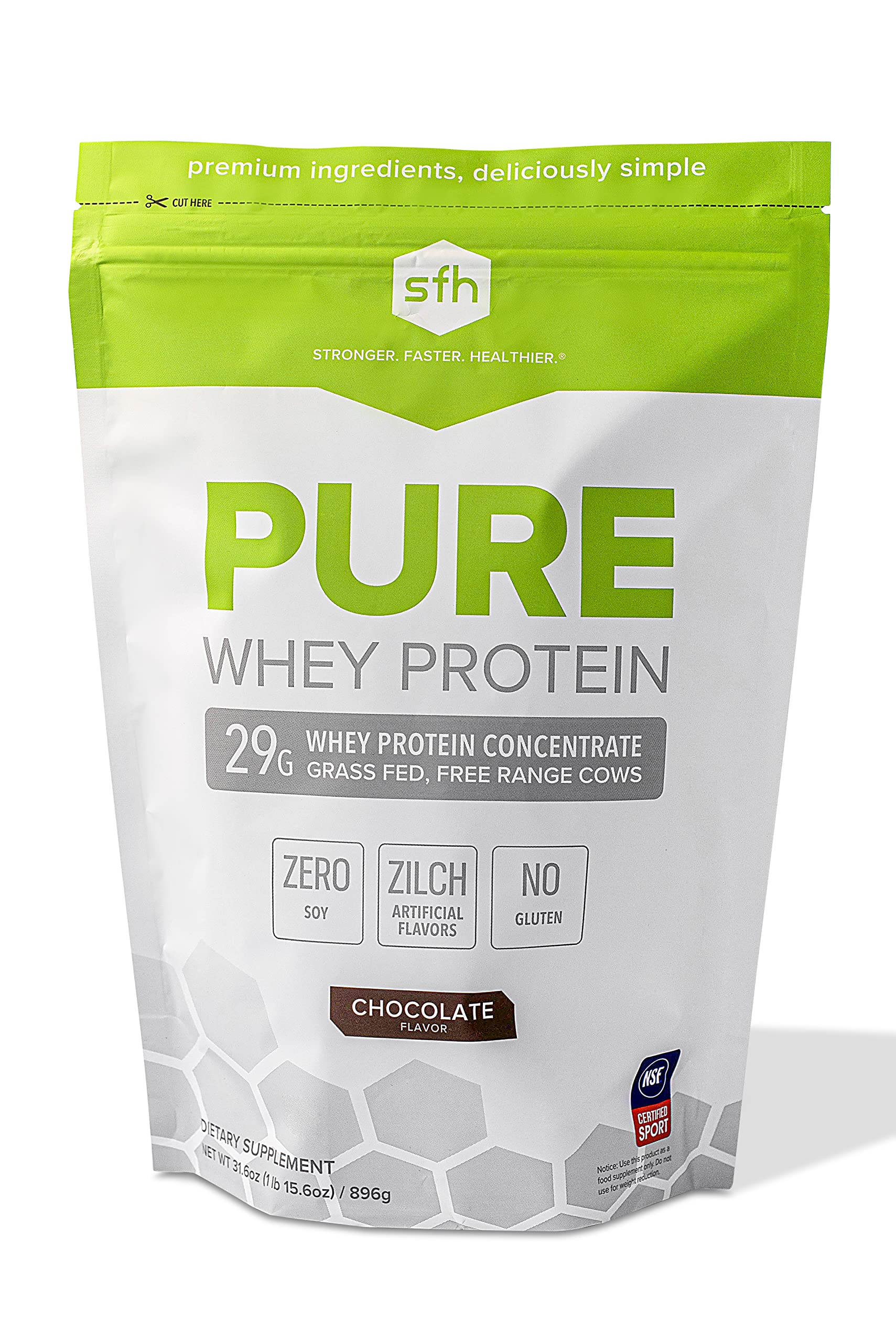 SFH Pure Whey Protein Powder (Chocolate) Best Tasting 100% Grass Fed Whey SFHUS supplements
