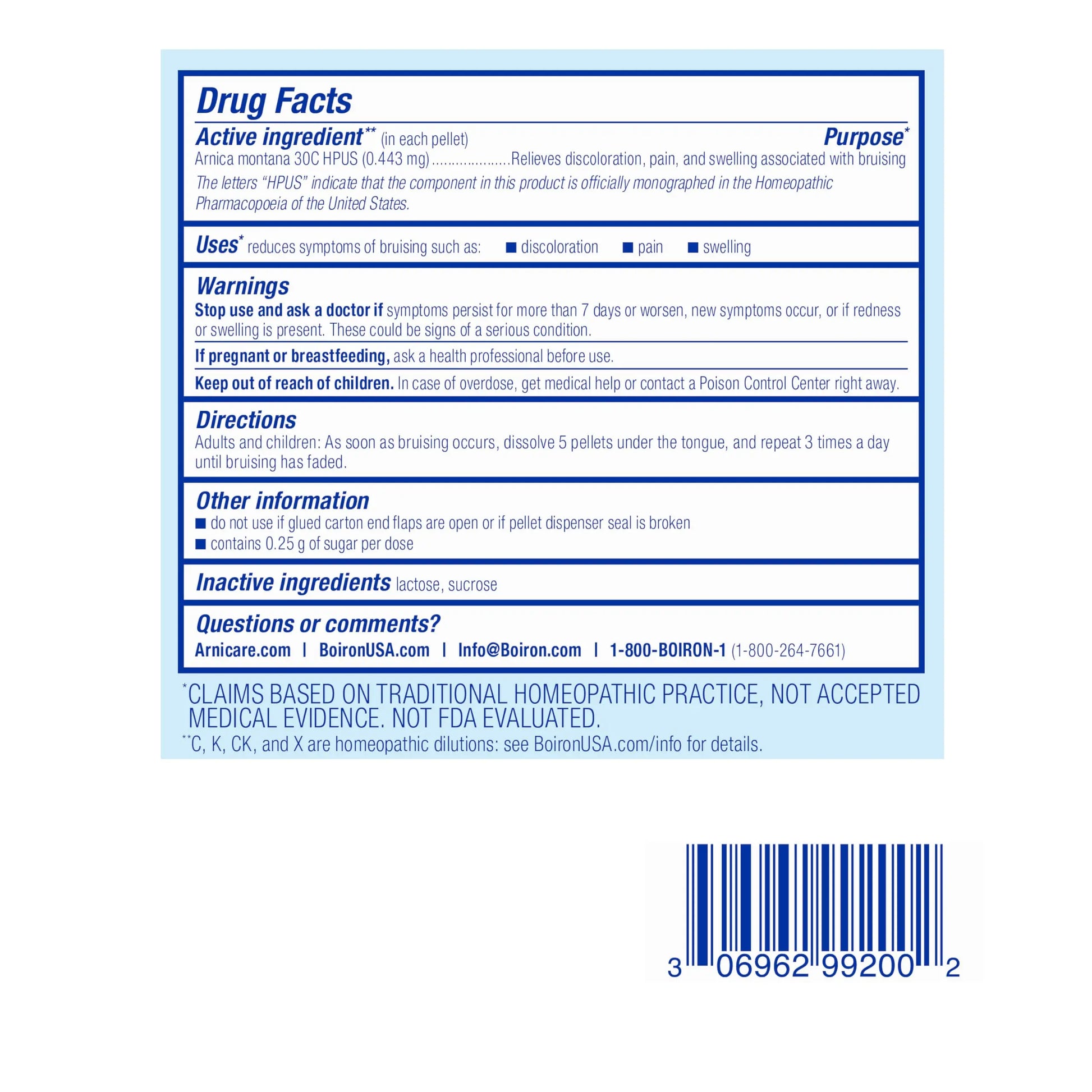 Boiron Arnica Bruise - Arnica Montana 30c for Relief of Pain, Swelling, and Discoloration from Bruises - 3 Count (240 Pellets) BoironAu supplements