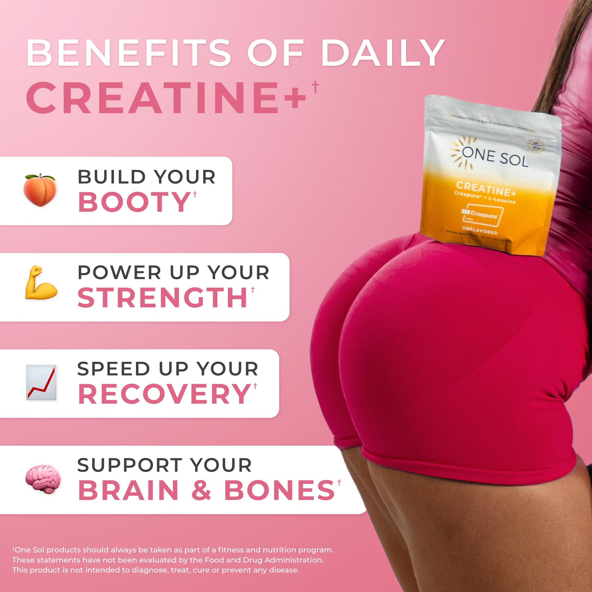 One Sol Creatine for Women, All Natural Women’s Creatine Powder w Creapure & Leucine, Increase Lean Muscle Mass, Reduce Recovery Time, Promotes Brain & Bone Health (Unflavored, 60 Servings) One SolAu supplements