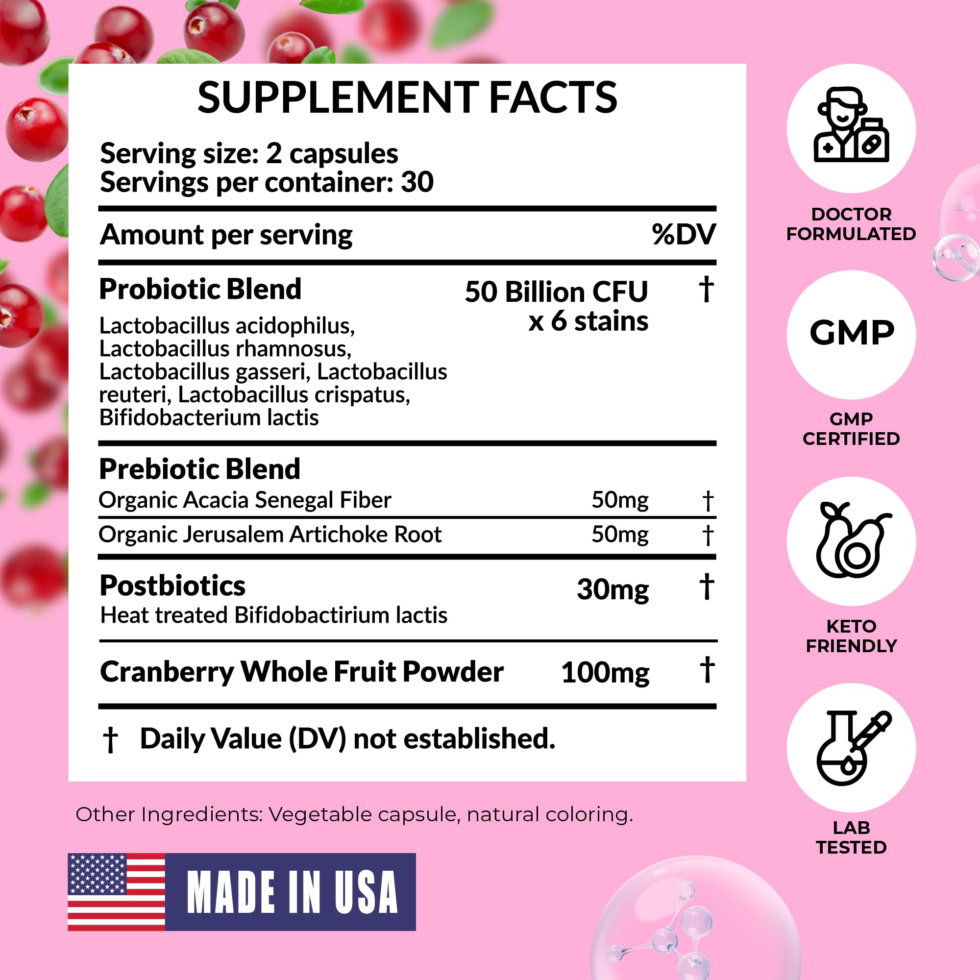 Women’s Probiotic for Vaginal Health | 50 Billion CFU with Probiotics, Prebiotic, Postbiotics & Cranberry for pH Balance, UTI Support, Yeast, Gut Health, Odor, Dryness & Feminine Comfort PharmaSuppsAu supplements