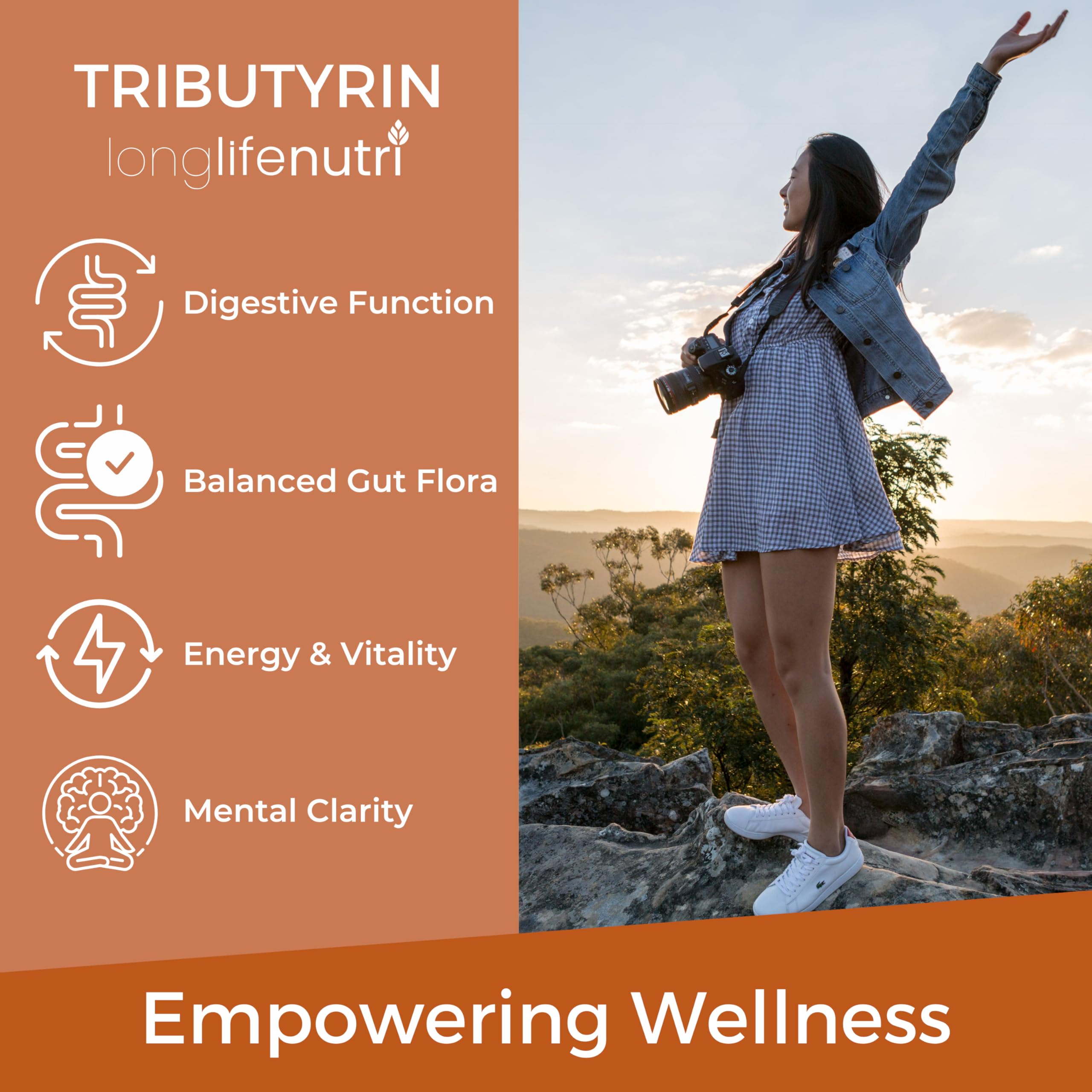 BioGutyrin – Tributyrin 500mg, Postbiotic Supplement for Gut Function & Nutrient Absorption, 120 Vegetarian Capsules, Butyric Acid for Butyrate Production, 4-Month Supply, GMP Certified, Made in USA LongLifeNutriAu supplements