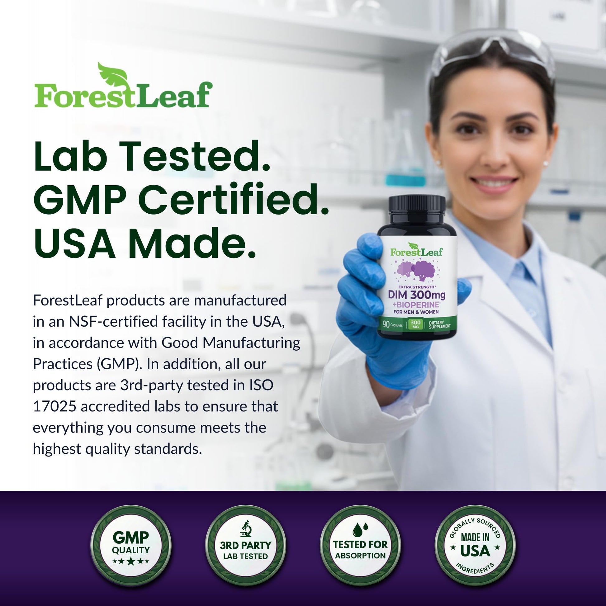 ForestLeaf DIM Supplement - 300mg DIM Estrogen Supplement for Women/Men - Diindolylmethane with BioPerine Black Pepper - Support for Detox, Metabolism, Hormone Balance & Menopause - 90 Caps ForestLeafAu supplements