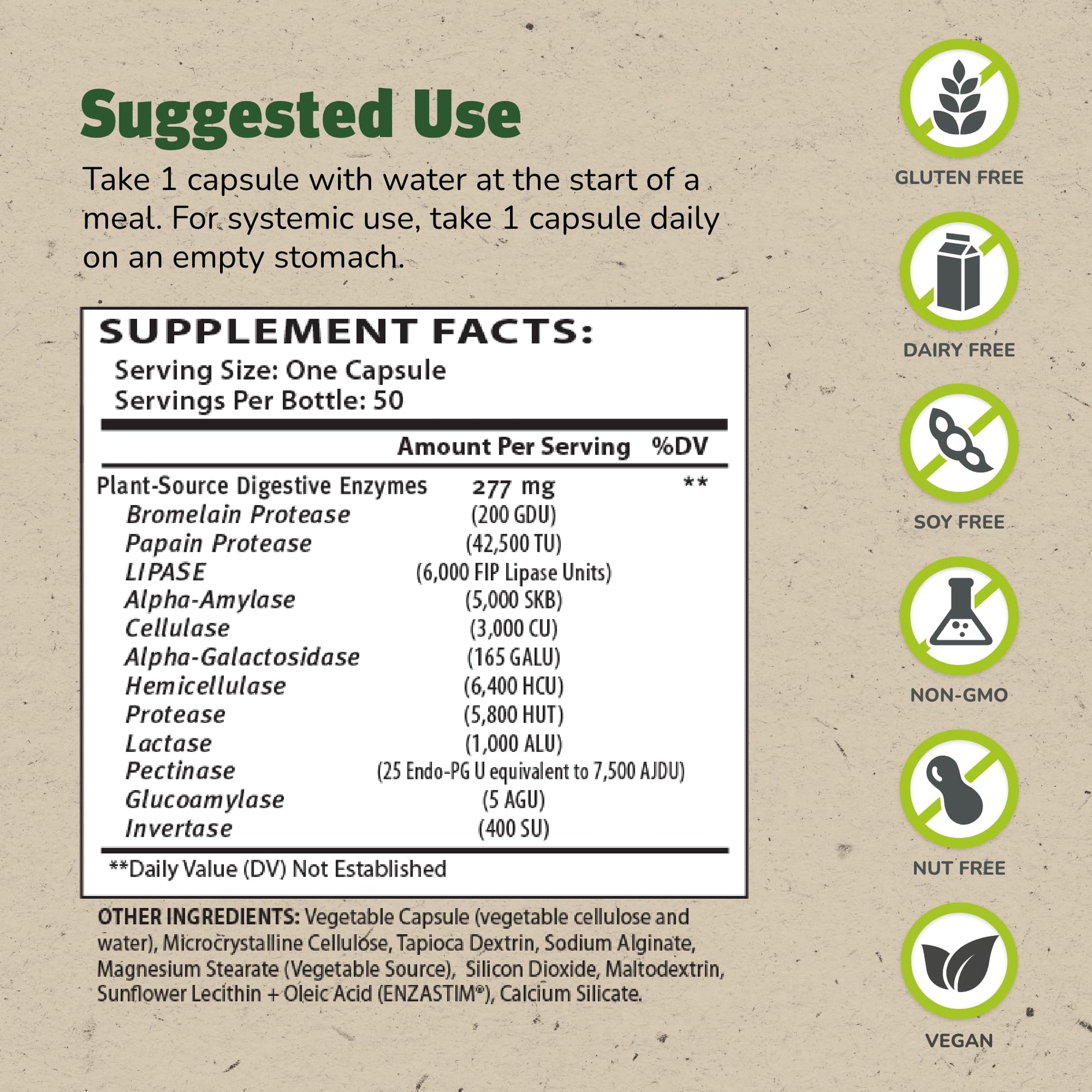 Master Supplements Enzalase - 50 Capsules, Pack of 3 - Probiotic Compatible Enzymes - Provides Digestive Boost + Gas & Bloating Relief - Gluten Free - 150 Total Servings ENZALASEAu supplements