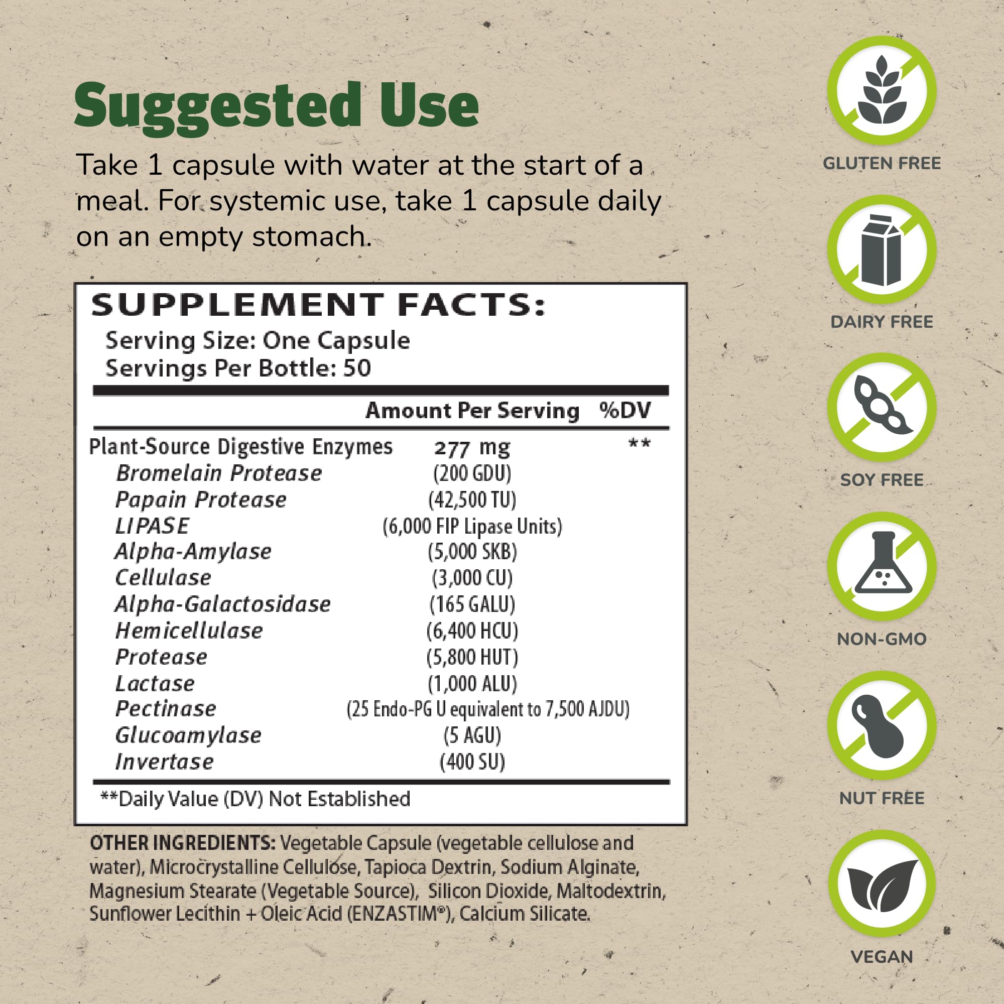 Master Supplements Enzalase - 50 Capsules, Pack of 3 - Probiotic Compatible Enzymes - Provides Digestive Boost + Gas & Bloating Relief - Gluten Free - 150 Total Servings ENZALASEAu supplements