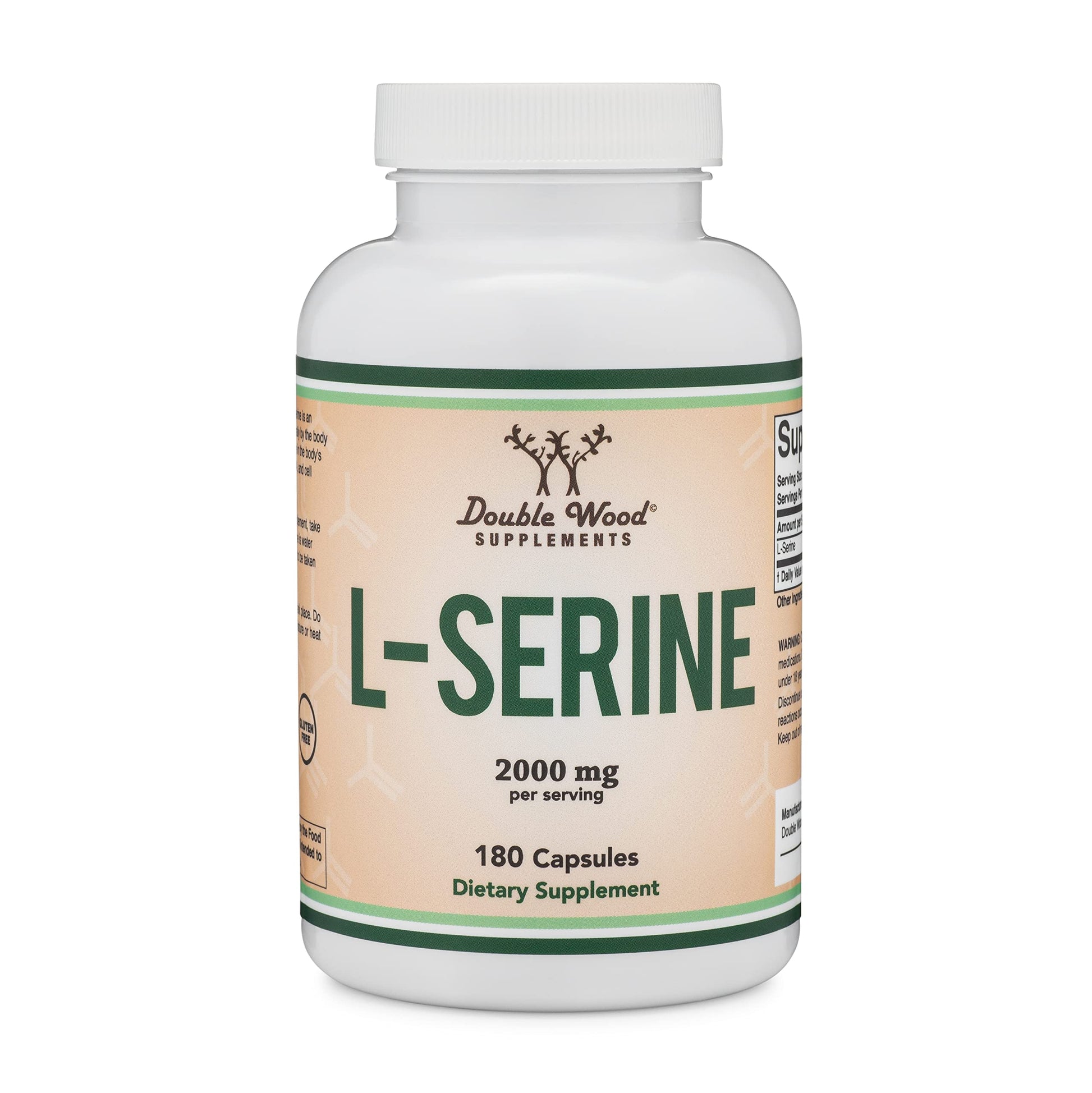 L-Serine Capsules (Third Party Tested) - 2,000mg Servings Used in Clinical Study, 180 Count, 500mg per Capsule (L Serine Amino Acid for Serotonin Production and Brain Support) by Double Wood Double Wood SupplementsAu supplements