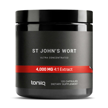 Toniiq 1,000mg Ultra High Strength St. John's Wort Capsules (Non-GMO) - 4X Concentrated Extract - 0.3% Hypericin - Highly Purified and Bioavailable - 120 Capsules ToniiqAu supplements