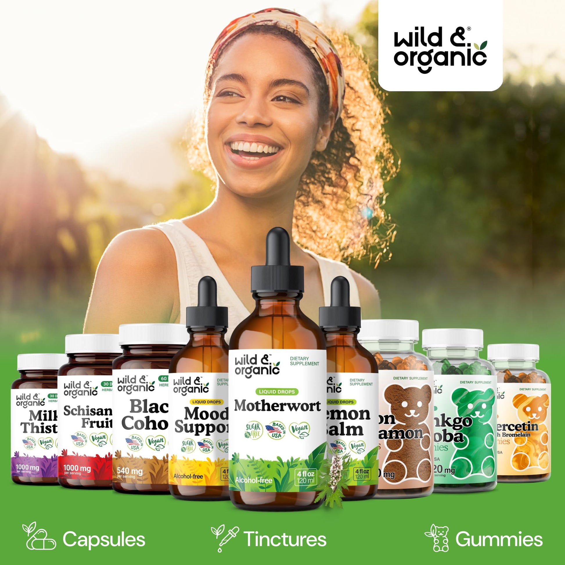 Wild & Organic Motherwort Tincture - Good Mood, Calmness, Overall Support - Supplements for Women with Motherwort Herb - Vegan, Sugar & Alcohol-Free Extract Drops - 4 fl oz Wild & OrganicAu supplements