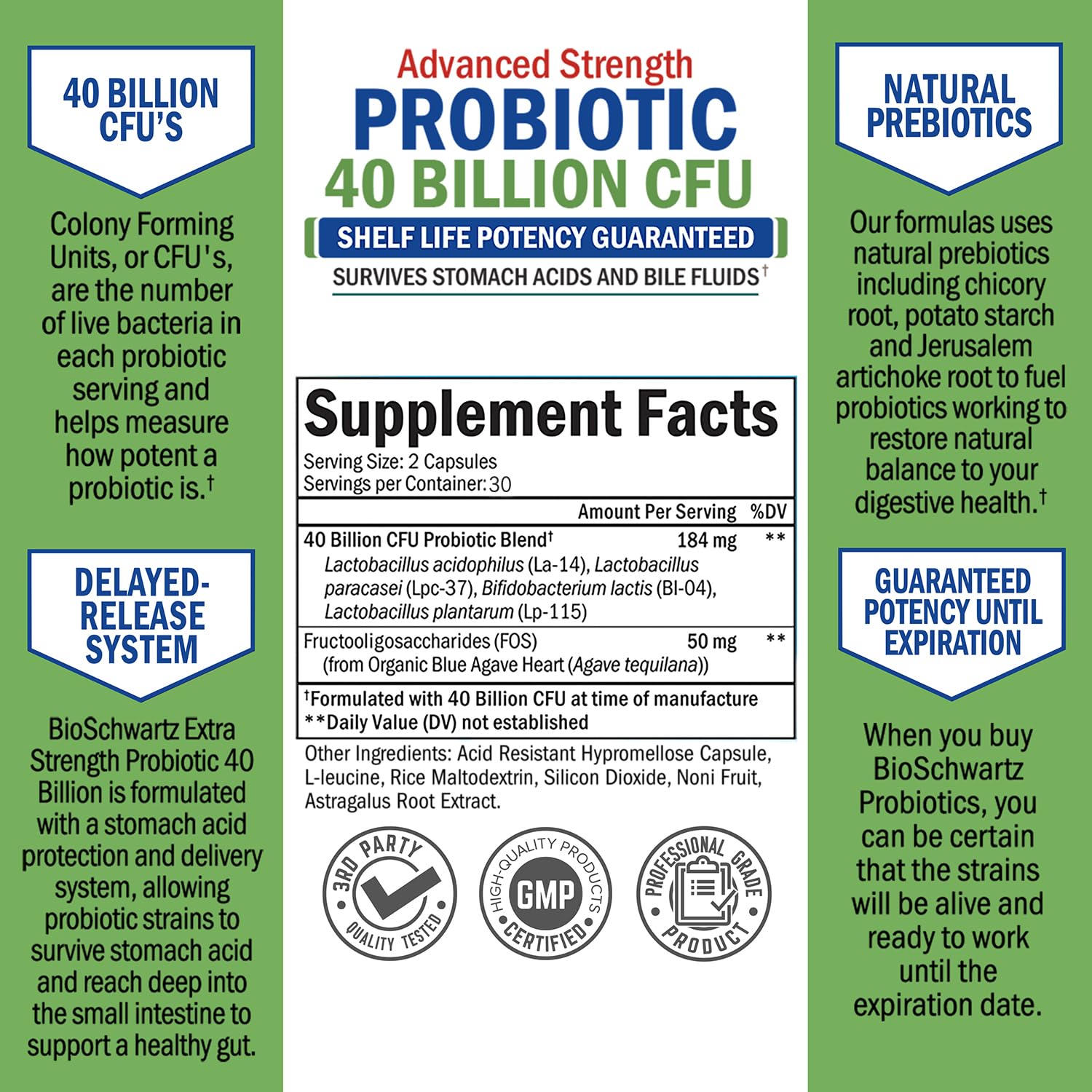 Daily Probiotic Supplement with 40 Billion CFU - Gut Health Complex with Astragalus BioSchwartzAu supplements