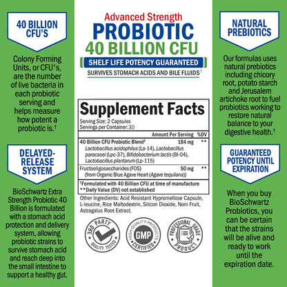 Daily Probiotic Supplement with 40 Billion CFU - Gut Health Complex with Astragalus BioSchwartzUS supplements