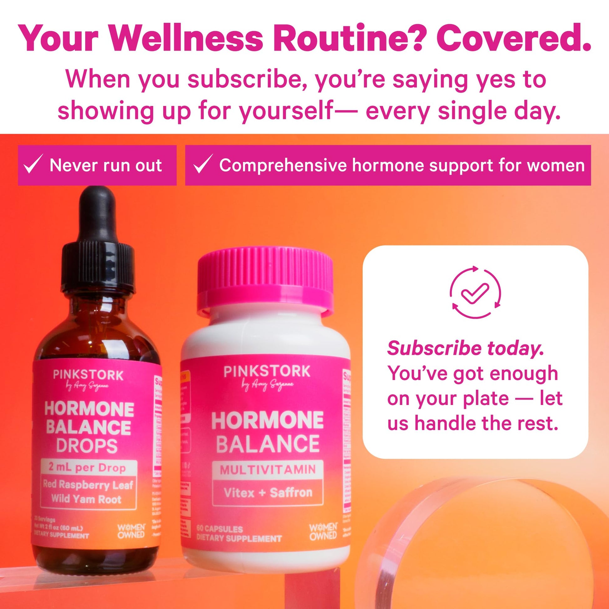 Pink Stork Hormone Balance Drops for Women - Supports Hormonal Health, PMS, Perimenopause & Mood, with Red Raspberry Leaf & Wild Yam - Liquid Supplement - Vegan, 2oz, 30 Servings Pink StorkAu supplements