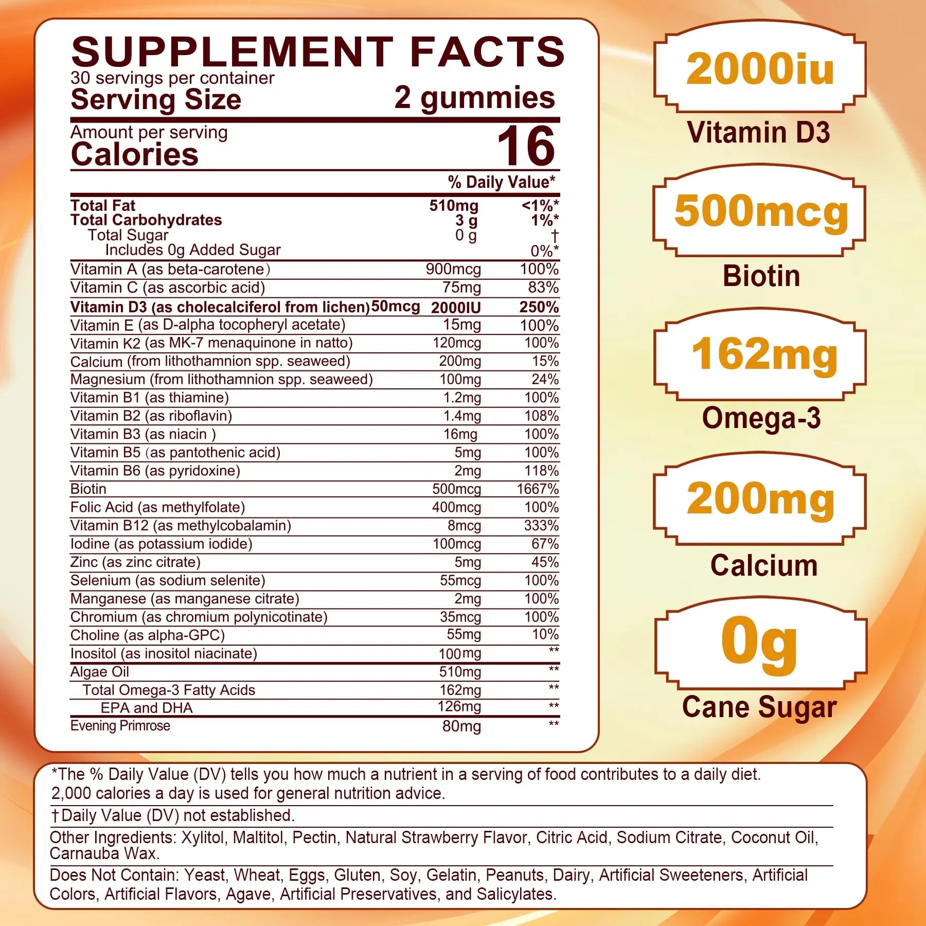 Womens Multivitamin Gummy with Omega 3（DHA/EPA), Vitamin D3 K2, Calcium, Inositol, Daily Womens Vitamin A C E B Complex LILICAREAu supplements