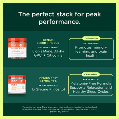 The Genius Brand Rise + Shine Nootropic – Cordyceps & Rhodiola Rosea – Caffeine-Free Energy & Mood Support – Focus, Clarity & Emotional Balance – 30 Servings The Genius BrandUS supplements