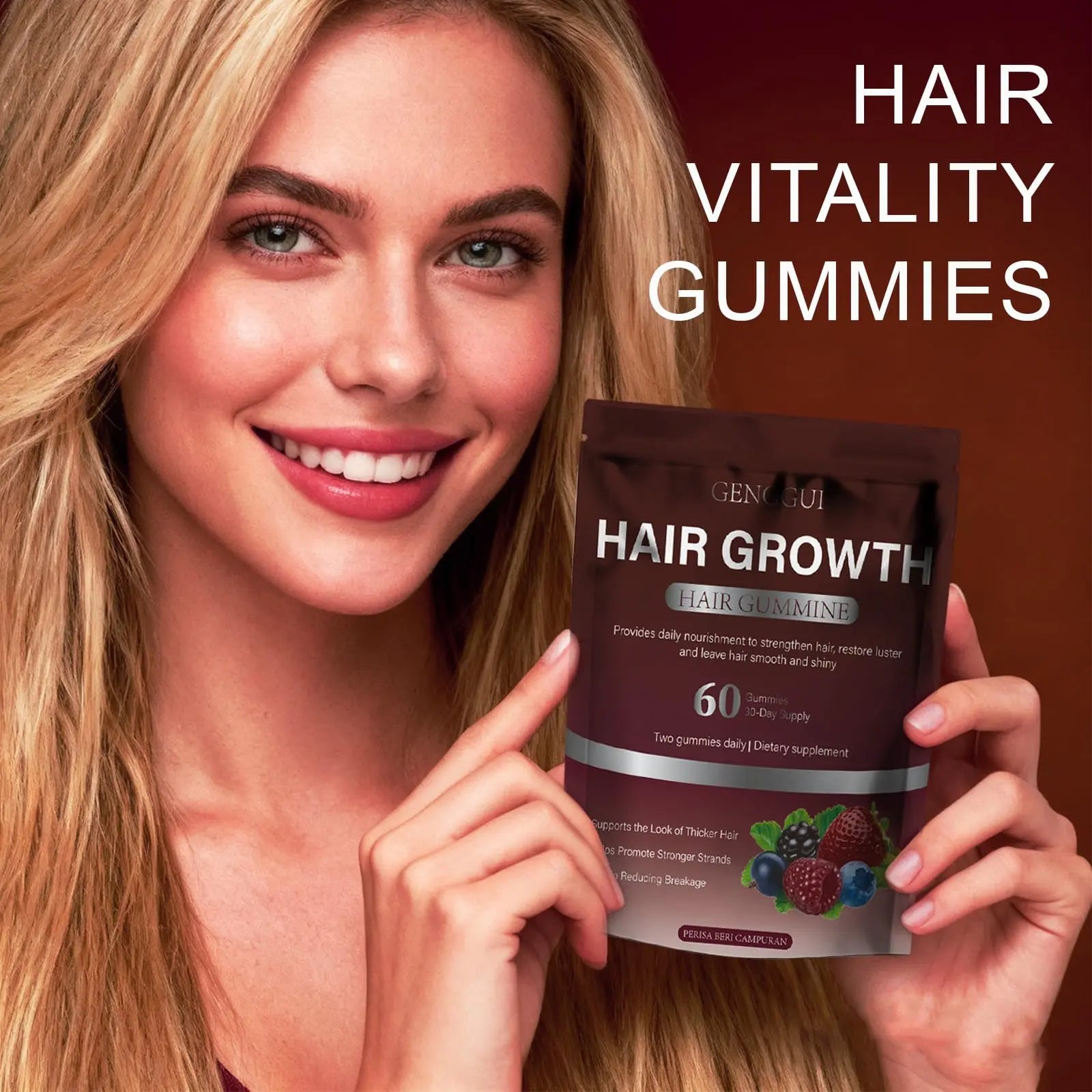 GENGGUI Hair Growth Gummies for Women - Hair Vitamins with Biotin & Silica for Faster Growth - Hair Growth Accelerator Supplement GENGGUIAu supplements