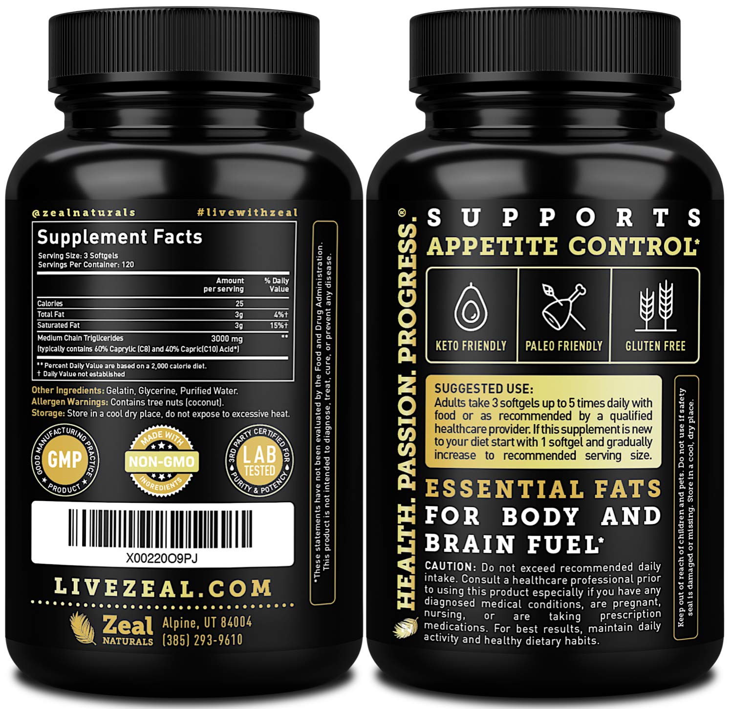 Pure MCT Oil Capsules (360 Softgels | 3000mg) 4 Month Supply Keto Pills w Unrefined Coconut Zeal NaturalsAu supplements