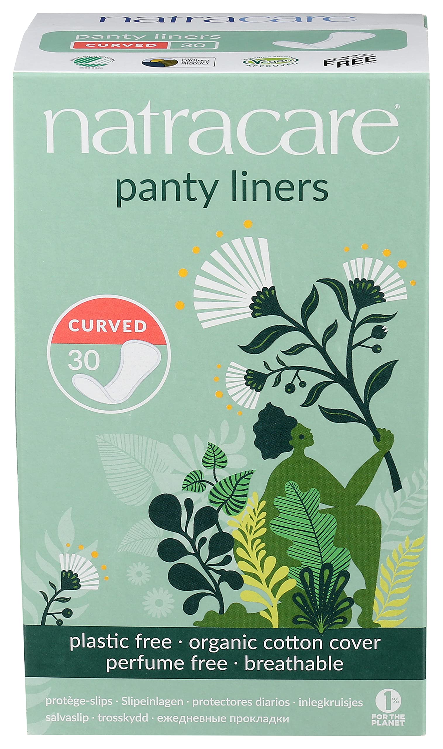 Natracare Natural Organic Curved Panty Liners, with Certified Organic Cotton, Ecologically Certified NATRACAREAu supplements