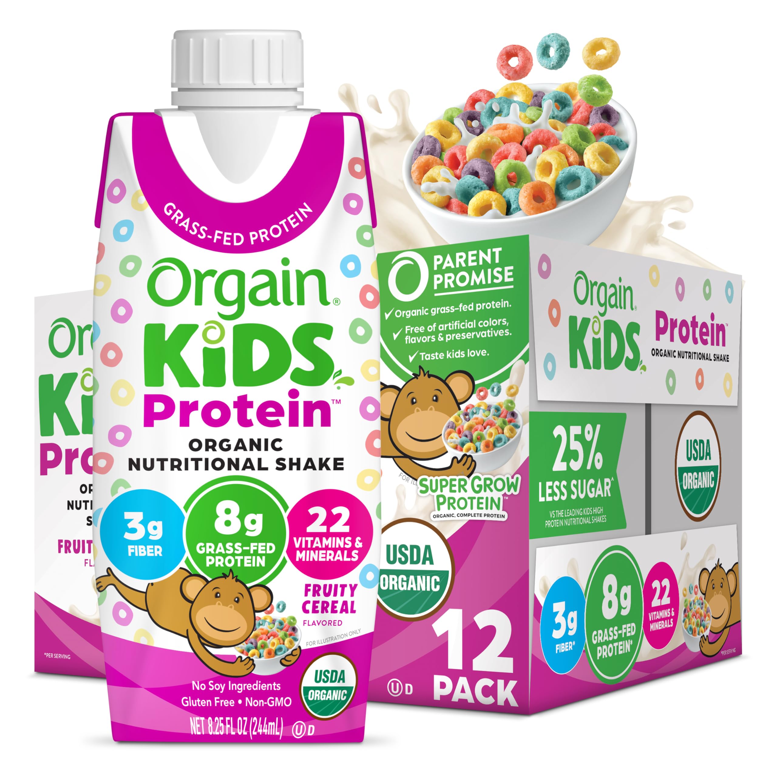 Orgain Organic Kids Nutritional Protein Shake, Fruity Cereal - Kids Snacks with 8g Dairy OrgainAu supplements