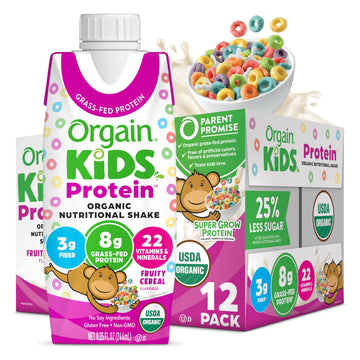 Orgain Organic Kids Nutritional Protein Shake, Fruity Cereal - Kids Snacks with 8g Dairy OrgainAu supplements