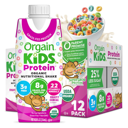 Orgain Organic Kids Nutritional Protein Shake, Fruity Cereal - Kids Snacks with 8g Dairy OrgainUS supplements