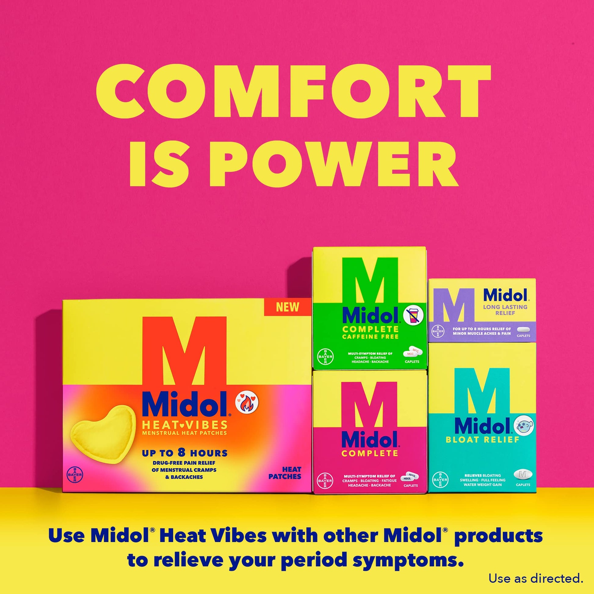 Midol Heat Vibes Menstrual Pain Relief Heat Patches - 6 Count Pack for Period Cramps and Backache MidolAu supplements