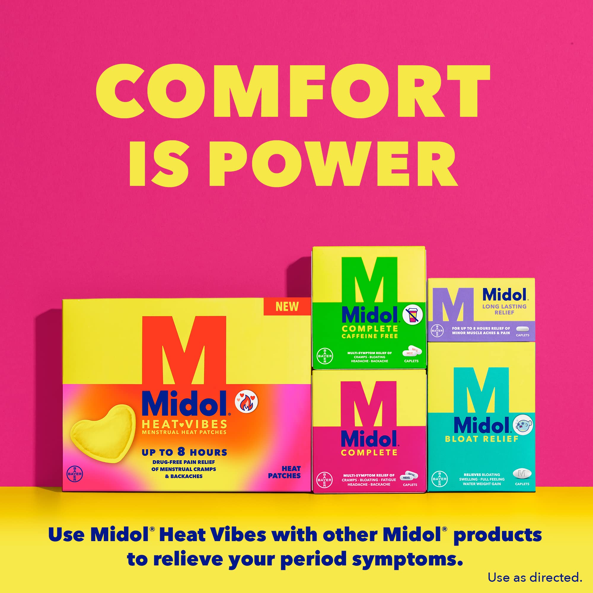 Midol Heat Vibes Menstrual Pain Relief Heat Patches - 6 Count Pack for Period Cramps and Backache MidolAu supplements