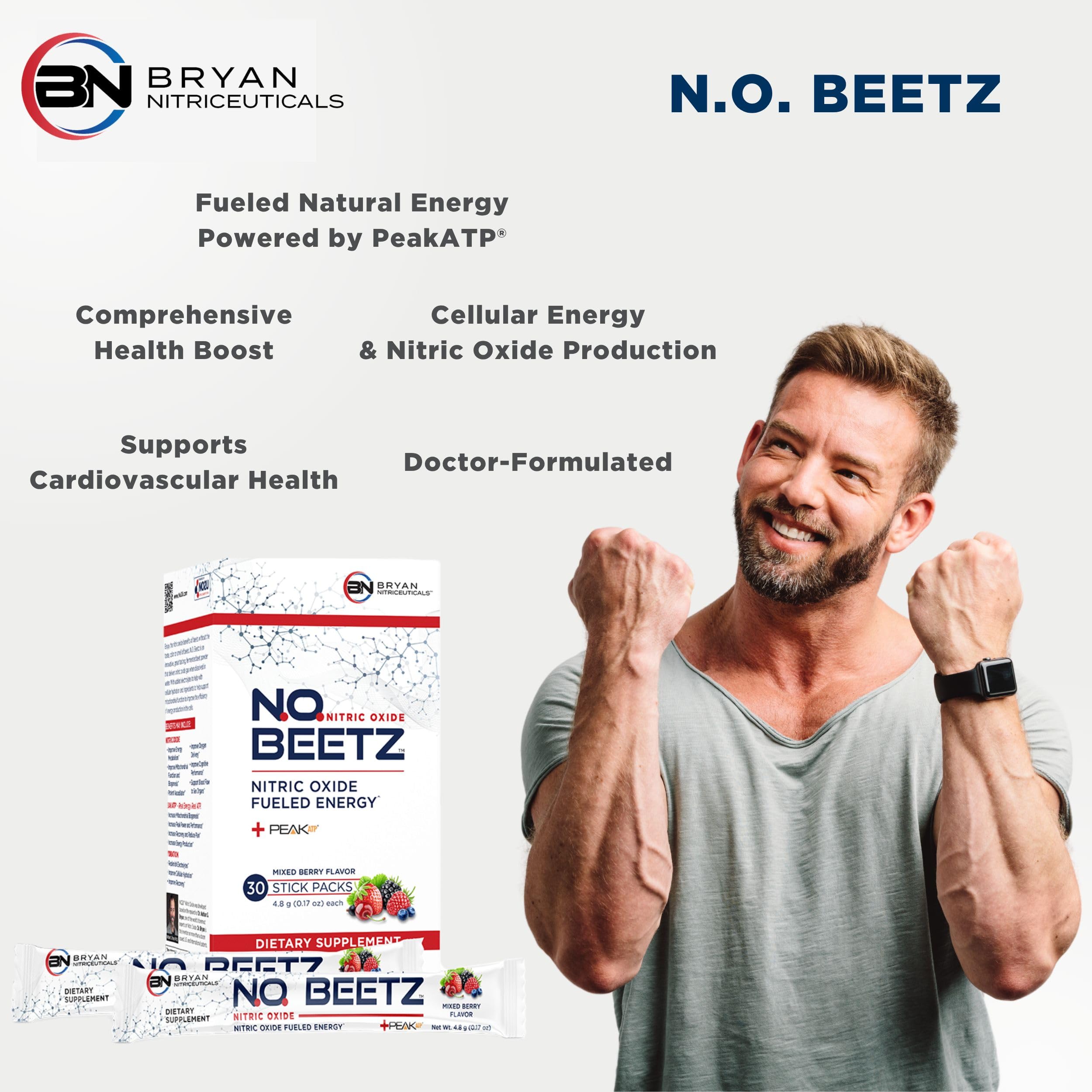 Bryan Nitriceuticals N.O. Beetz Nitric Oxide Fueled Energy Boost Supplement, Hydration & Cellular Energy Production Enhancer, Blend of Vitamins and Minerals (30 Servings) Bryan NitriceuticalsAu supplements