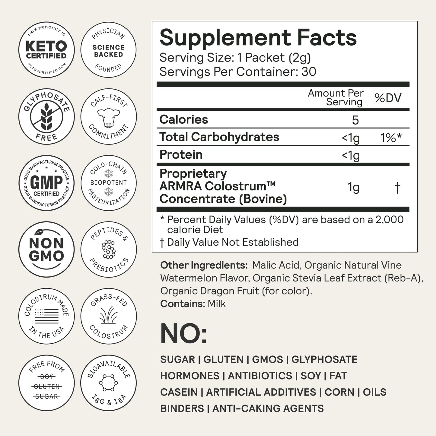ARMRA Colostrum Powder | Vine Watermelon | Gut Health & Bloating | Skin & Hair | Immunity | Keto, Gluten & Fat-Free | 60 Servings ARMRAUS supplements