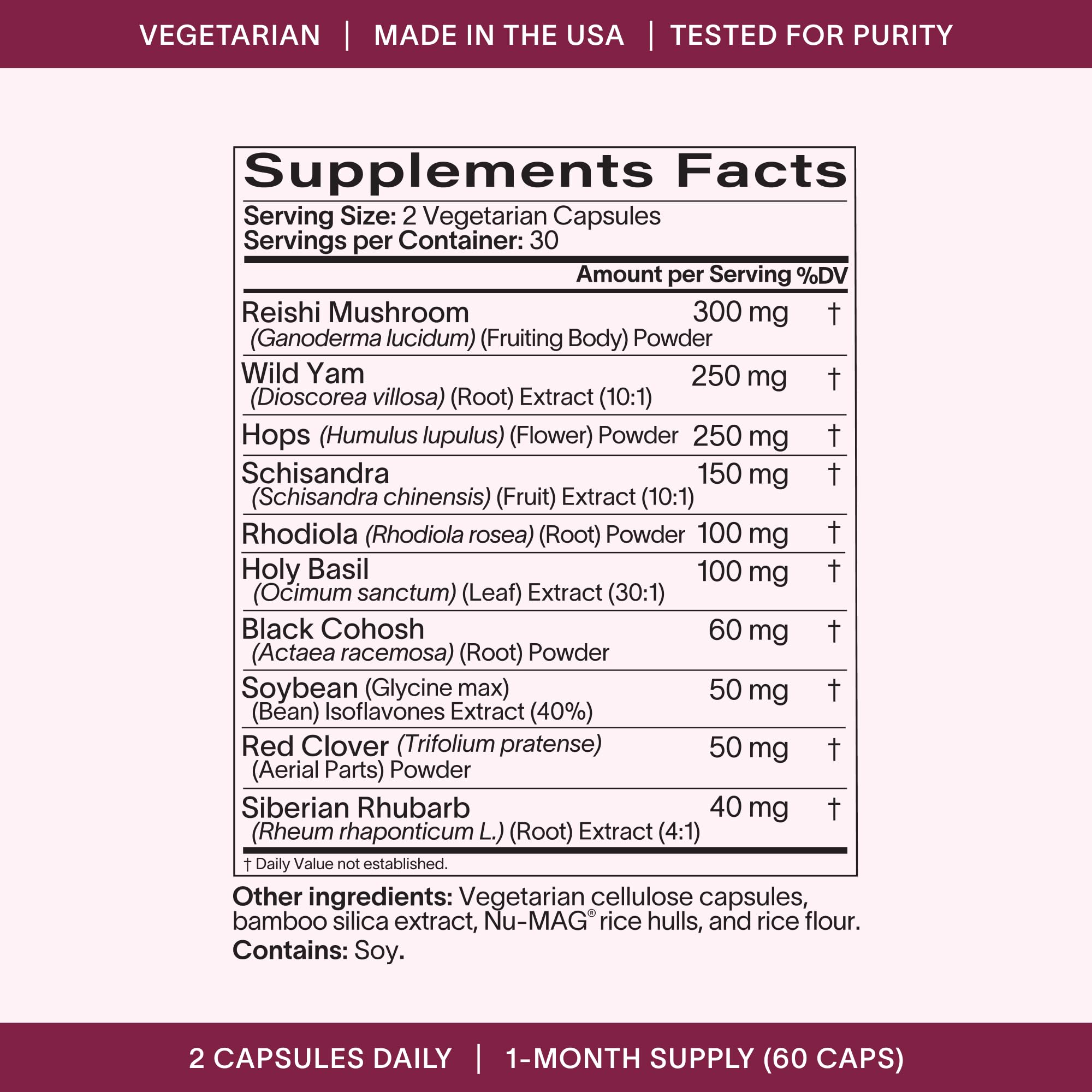 Ladywell Perimeno - Perimenopause Support - Support for Mood, Mental Clarity, Sleep & Hot Flashes - Black Cohosh, Reishi, Wild Yam, Holy Basil, Schisandra, Rhodiola, Siberian Rhubarb / 60 Veg Caps LadywellAu supplements
