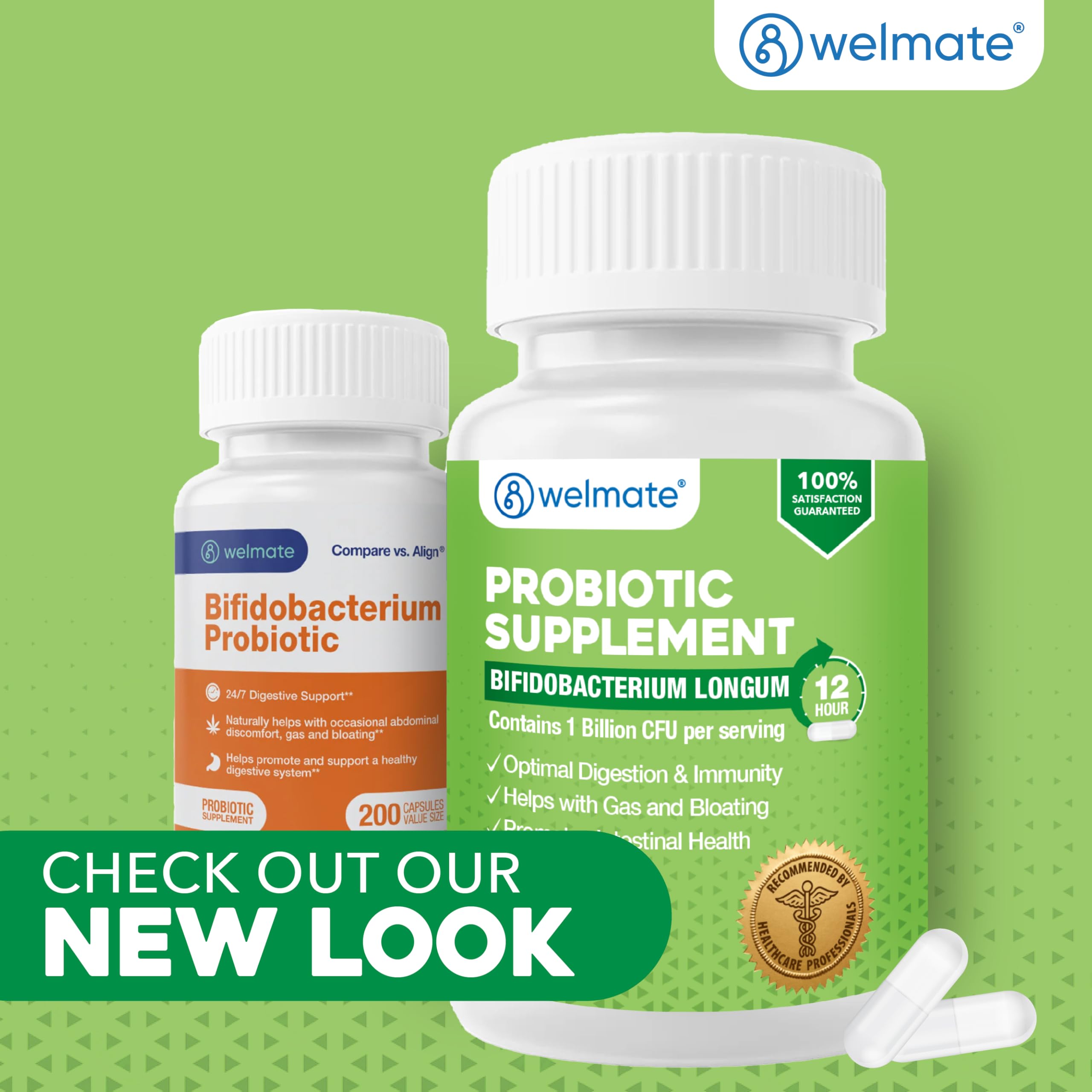 WELMATE Bifidobacterium - Probiotic Supplement - Supports Gut Health - Immune Support - Digestive Enzymes - Gluten Free - Vegan - Men & Womens Probiotic - Value Size - 200 Count WELMATEAu supplements