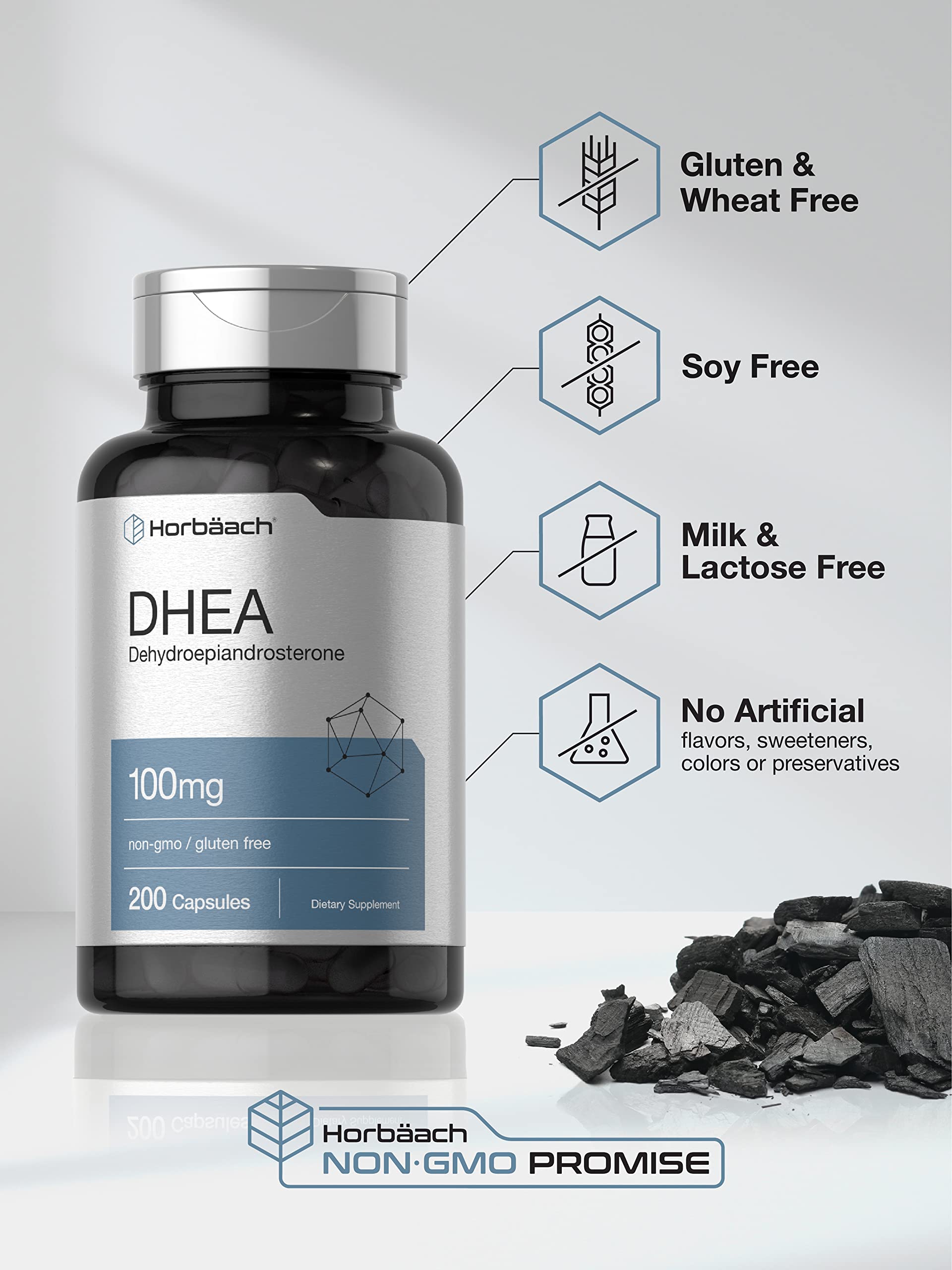 DHEA 100mg | 200 Capsules | Non-GMO, Gluten Free Supplement | by Horbaach HorbäachAu supplements