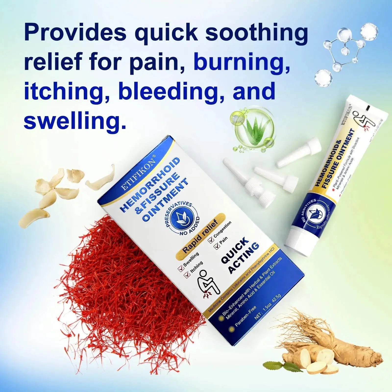 ETIFIKON Hemorrhoid & Fissure Ointment with 4% Lidocaine & Phenylephrine HCI – 42.5g Comforting Care Cream for Internal & External Areas – Helps Soothe Irritation & Support Daily Comfort (1 Pack) ETIFIKONAu supplements