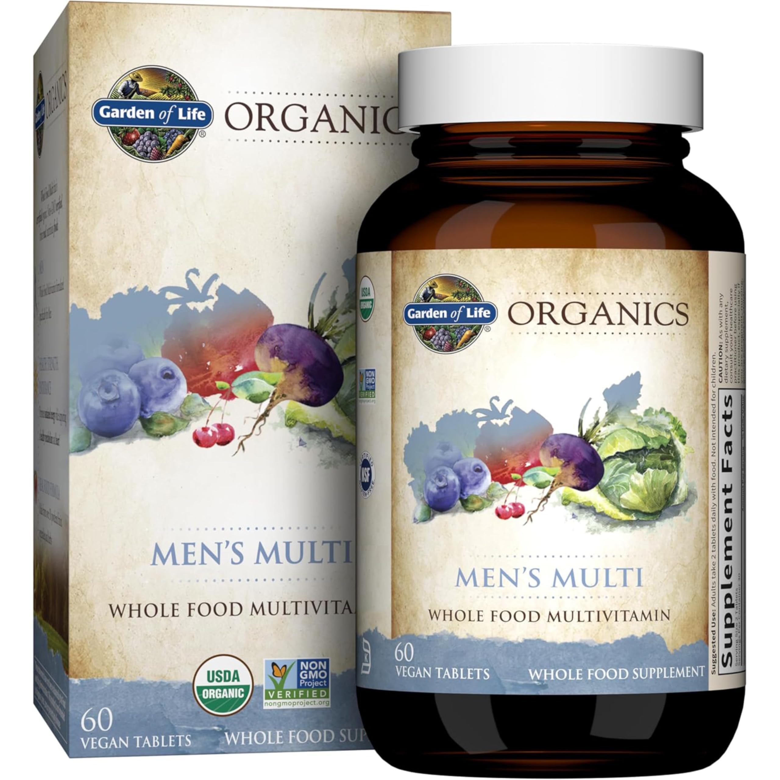 Garden of Life Organics Whole Food Multivitamin for Men, 60 Tablets, Vegan Mens Vitamins and Minerals for Health and Well-Being Garden of LifeAu supplements