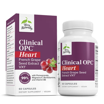 Terry Naturally Clinical OPC Heart - Heart Health Supplement with Magnesium, Vitamin B6, Grape Seed Extract - Dietary Supplement for Artery Health & Circulation - 60 Capsules Terry NaturallyAu supplements