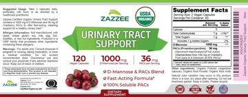 Zazzee USDA Organic Cranberry PACs and D-Mannose, 1000 mg D-Mannose, 36 mg Cranberry PACs, 120 Vegan Capsules, 2 Month Supply, Potent & Fast-Acting, All-Natural Urinary Tract Health Support, Non-GMO ZazzeeAu supplements