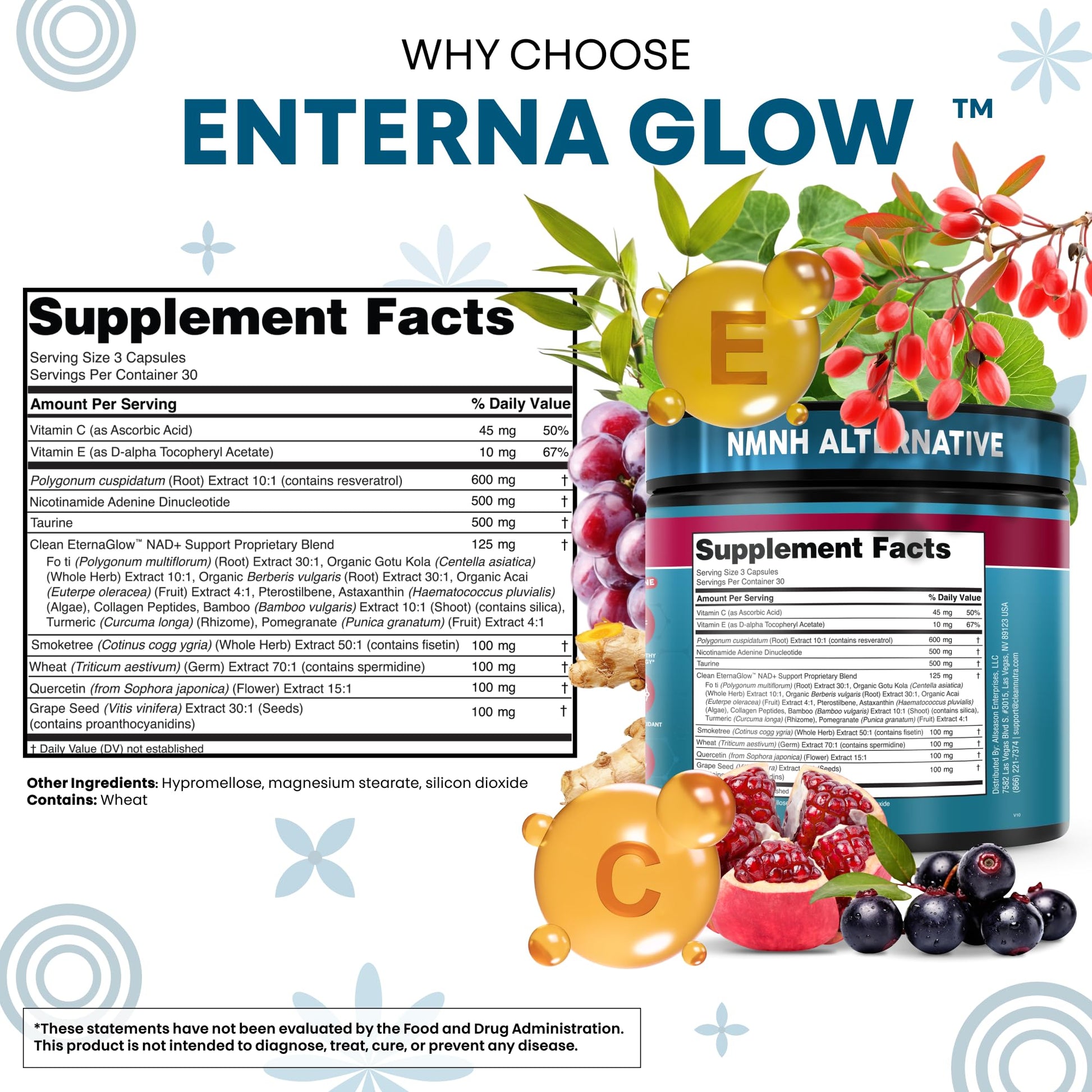 Clean NAD Supplement Resveratrol Liposomal NAD+ Spermidine Fisetin Wheat Germ Quercetin Grape Seed Extract Gotu Kola Berberine Astaxanthin Peptides for Women Energy 90 Capsules Clean NutraceuticalsAu supplements