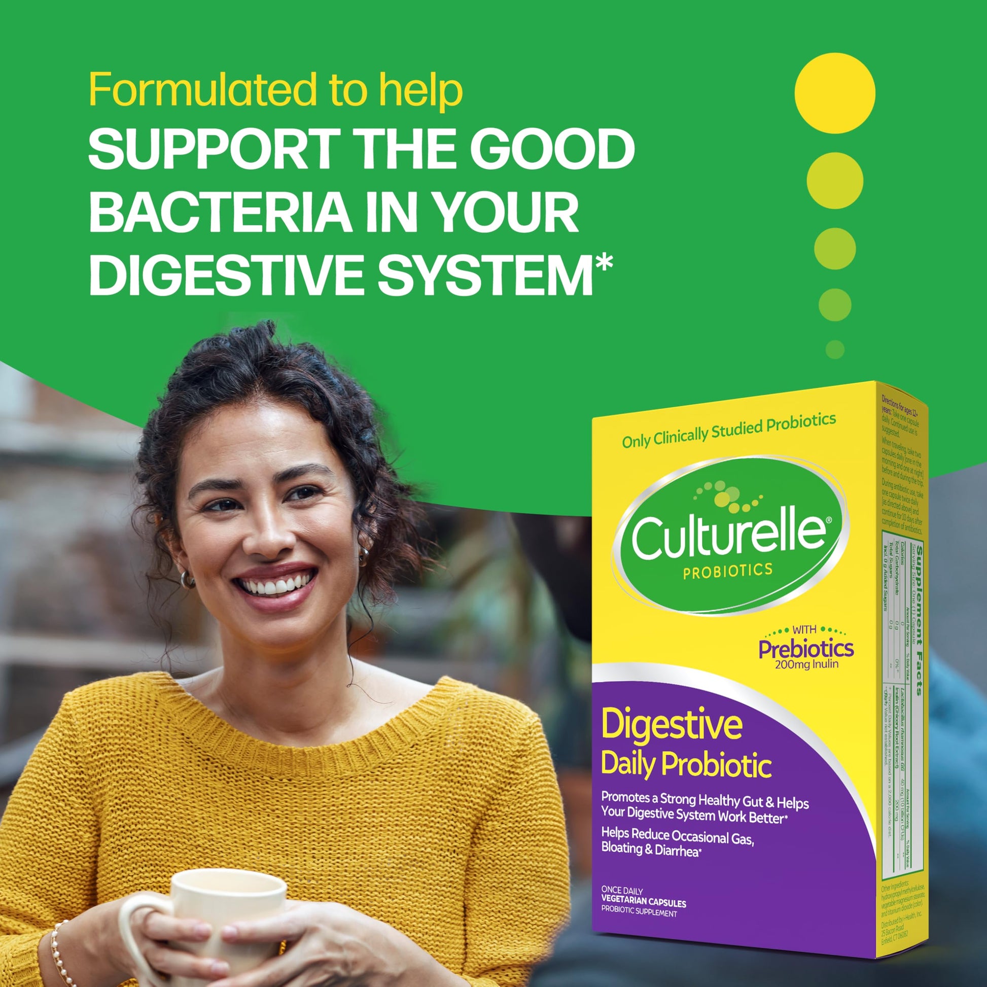 Culturelle Daily Probiotic Capsules For Men & Women, Most Clinically Studied Probiotic Strain, Digestive & Gut Health, Supports Occasional Diarrhea, Gas & Bloating, 1 Month Supply, 30 CT CulturelleAu supplements