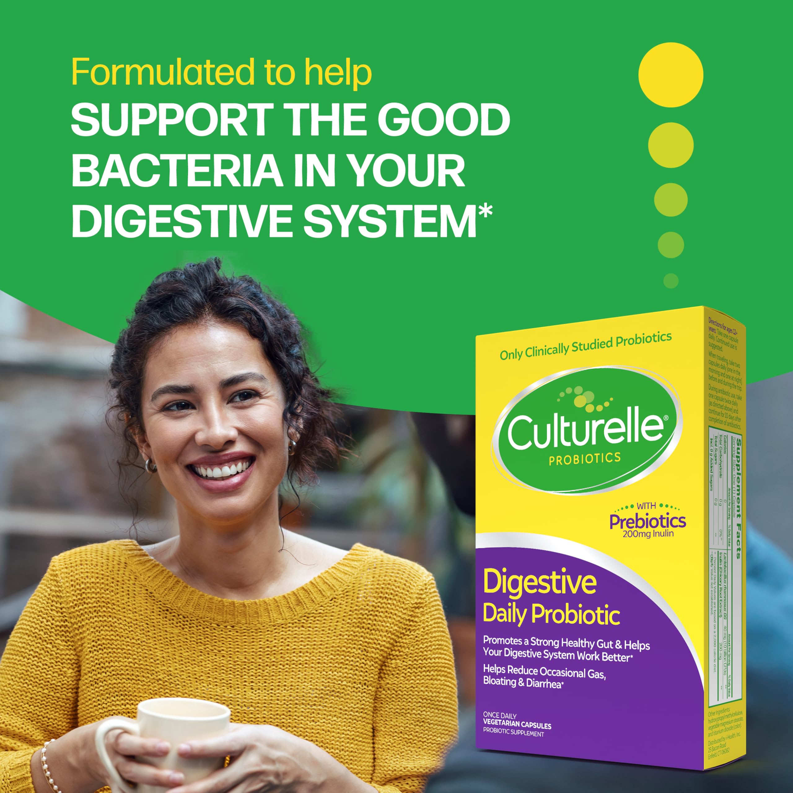 Culturelle Daily Probiotic Capsules For Men & Women, Most Clinically Studied Probiotic Strain, Digestive & Gut Health, Supports Occasional Diarrhea, Gas & Bloating, 1 Month Supply, 30 CT CulturelleAu supplements