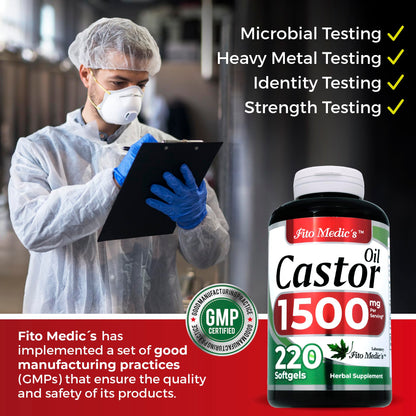 Lab | castor oil pills |220 softgels |1500 mg| castor oil capsules | castor oil capsules organic FITO MEDIC'SUS supplements