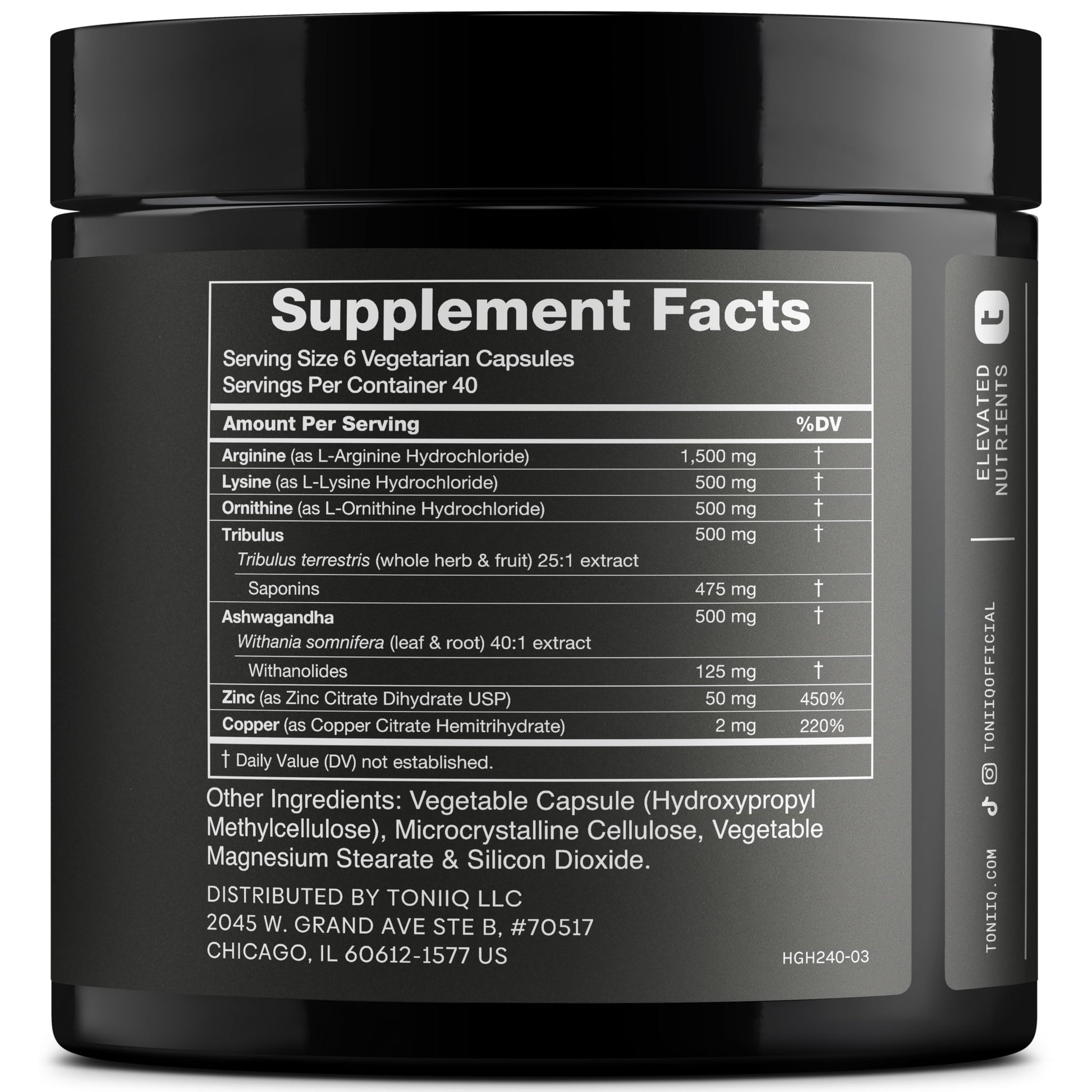 HGH Supplements for Men & Women (240 Count) 3,550mg+ Support Muscle Growth & Healthy Levels of Human Growth Hormone for Men, with High-Purity Arginine, Ornithine, Lysine, Tribulus, and Ashwagandha TQ ToniiqAu supplements