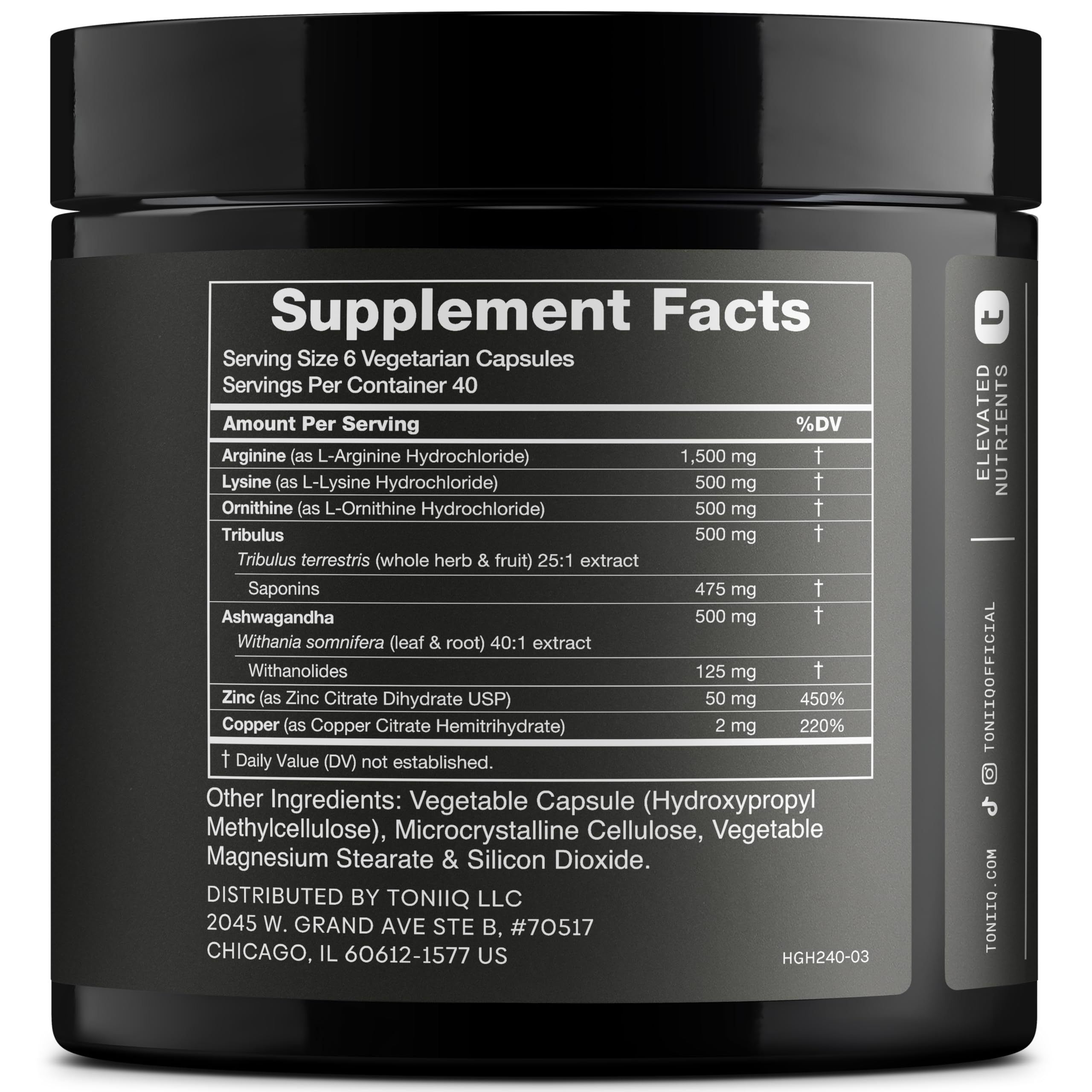 HGH Supplements for Men & Women (240 Count) 3,550mg+ Support Muscle Growth & Healthy Levels of Human Growth Hormone for Men, with High-Purity Arginine, Ornithine, Lysine, Tribulus, and Ashwagandha TQ ToniiqAu supplements