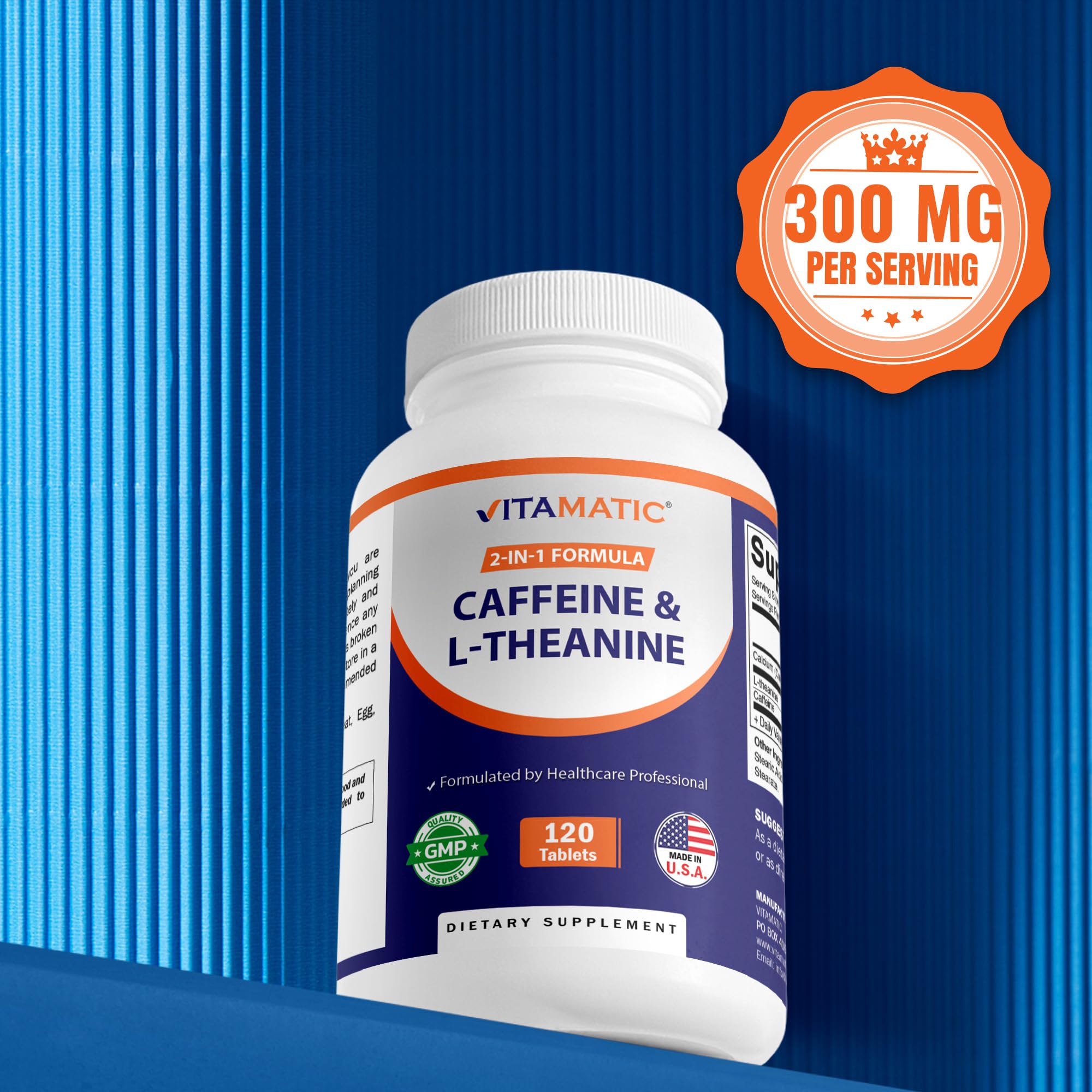 Vitamatic L-Theanine 200mg with Caffeine 100mg – 120 Vegetarian Tablets Nootropic Supplement for Focused Energy & Mental Clarity VitamaticAu supplements