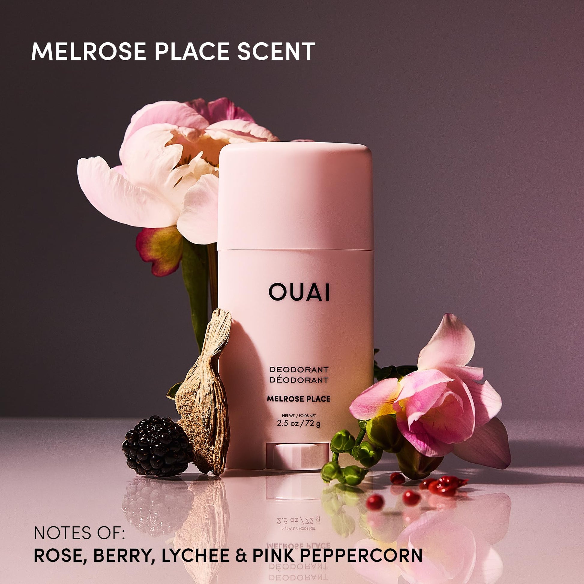 OUAI Aluminum Free Deodorant - Women's Deodorant with 24-Hour Odor Control & Invisible Application - Enriched with Notes of Rose, Berry, Lychee & Pink Peppercorn - Melrose Place (2.5 oz) OUAIAu supplements