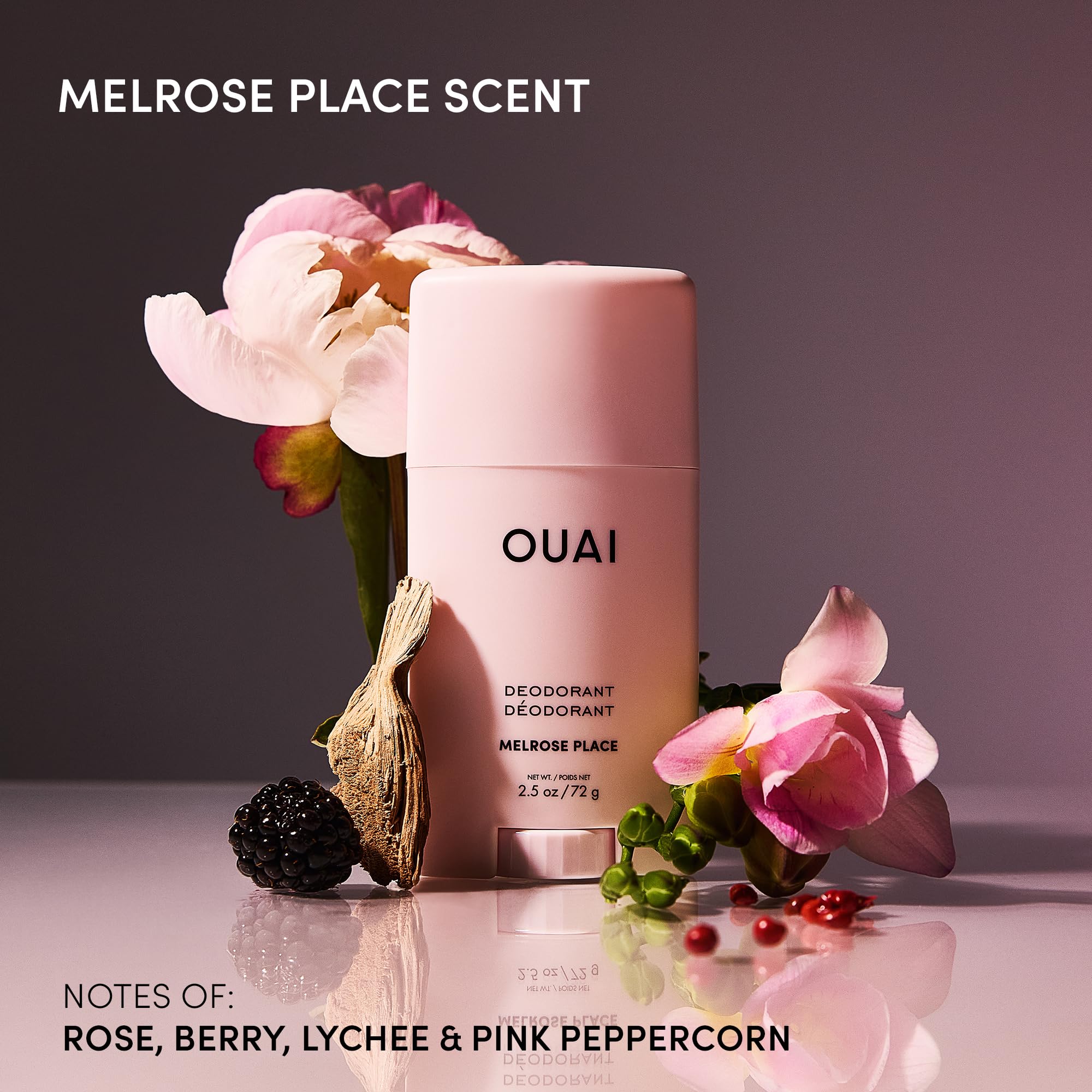 OUAI Aluminum Free Deodorant - Women's Deodorant with 24-Hour Odor Control & Invisible Application - Enriched with Notes of Rose, Berry, Lychee & Pink Peppercorn - Melrose Place (2.5 oz) OUAIAu supplements