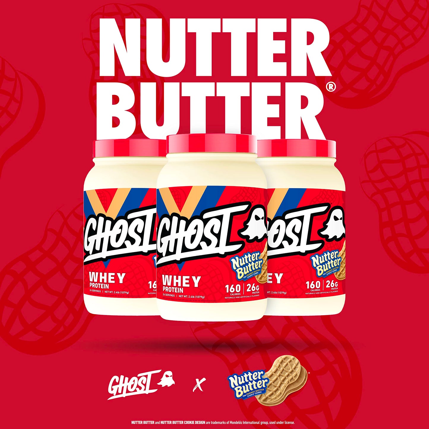 GHOST Whey Protein Powder, Nutter Butter - 2LB Tub, 26G of Protein - Peanut Butter GHOSTUS supplements